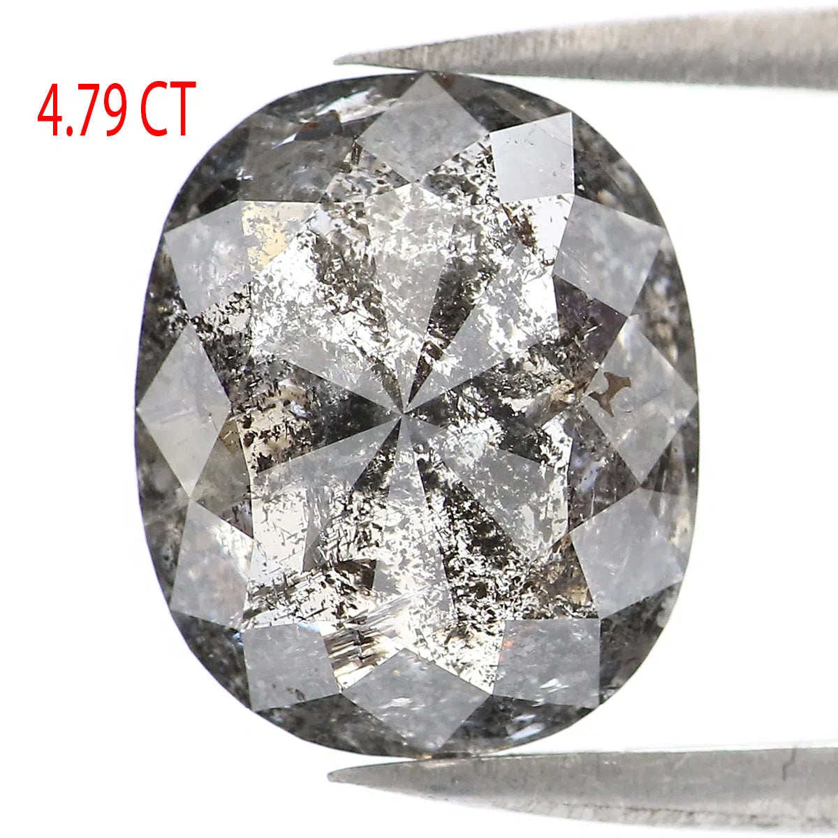Natural Loose Oval Salt And Pepper Diamond Black Grey Color 4.79 CT 11.25 MM Oval Shape Rose Cut Diamond KDL2129