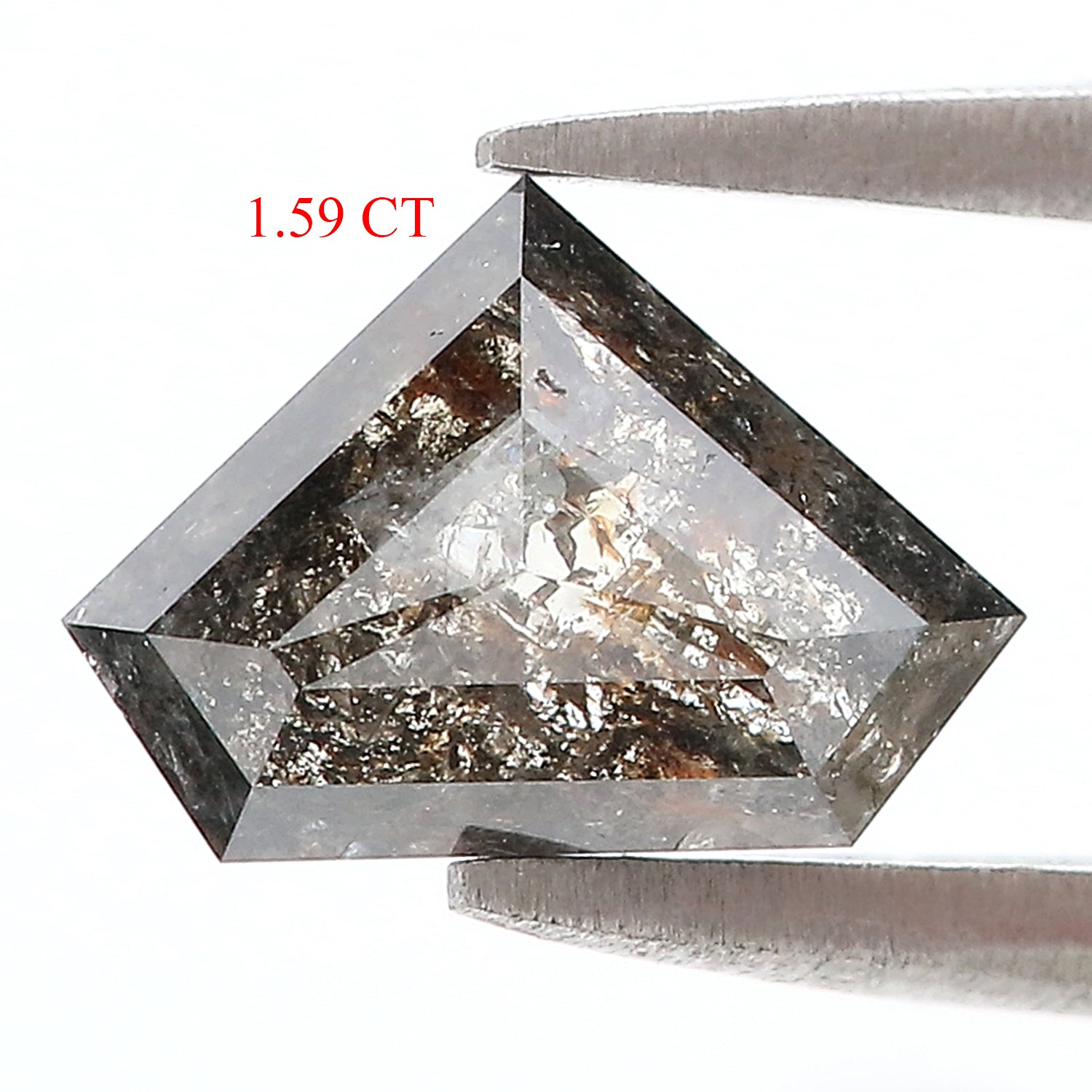 1.59 Ct Natural Loose Shield Shape Diamond Salt And Pepper Shield Cut Diamond 6.80 MM Black Gray Color Shield Shape Rose Cut Diamond LQ2300