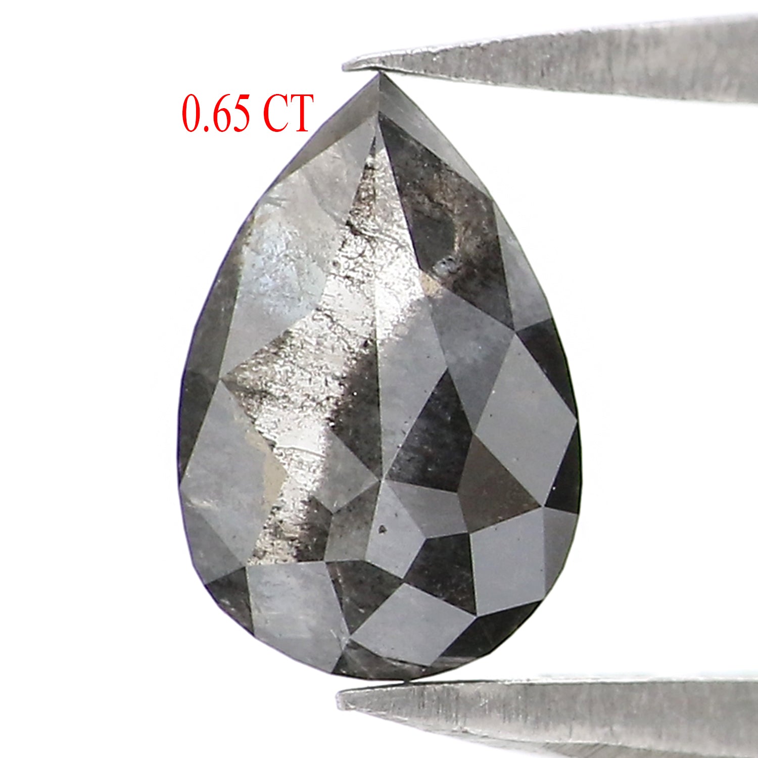 0.65 CT Natural Loose Pear Shape Diamond Salt And Pepper Pear Rose Cut Diamond 7.15 MM Black Grey Color Pear Shape Rose Cut Diamond LQ2922