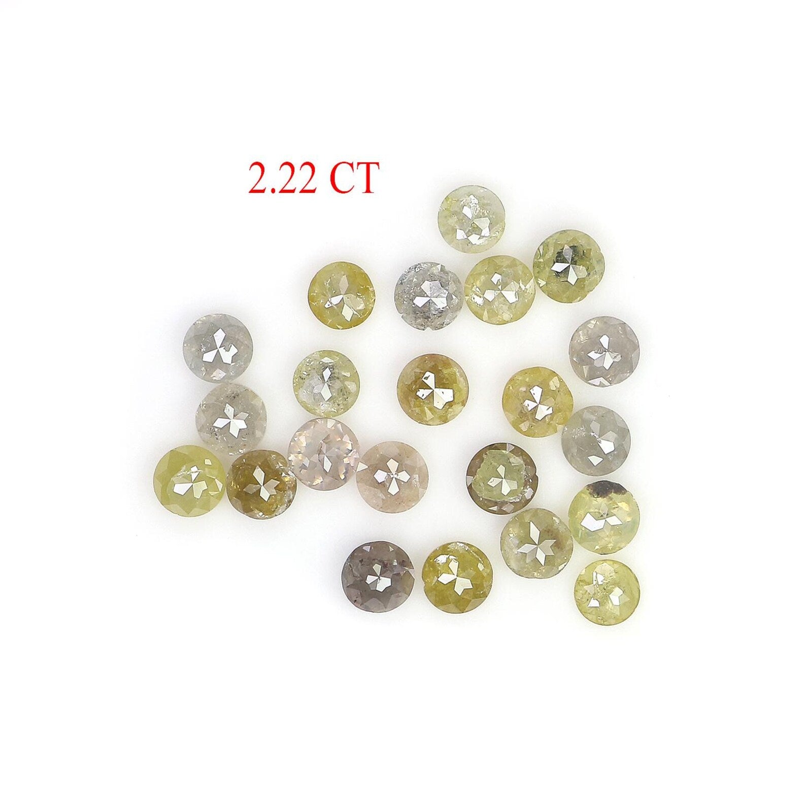 2.22 CT Natural Loose Round Shape Diamond Yellow Color Round Cut Diamond 2.50 MM Natural Diamond Grey Color Round Rose Cut Diamond NQ1679