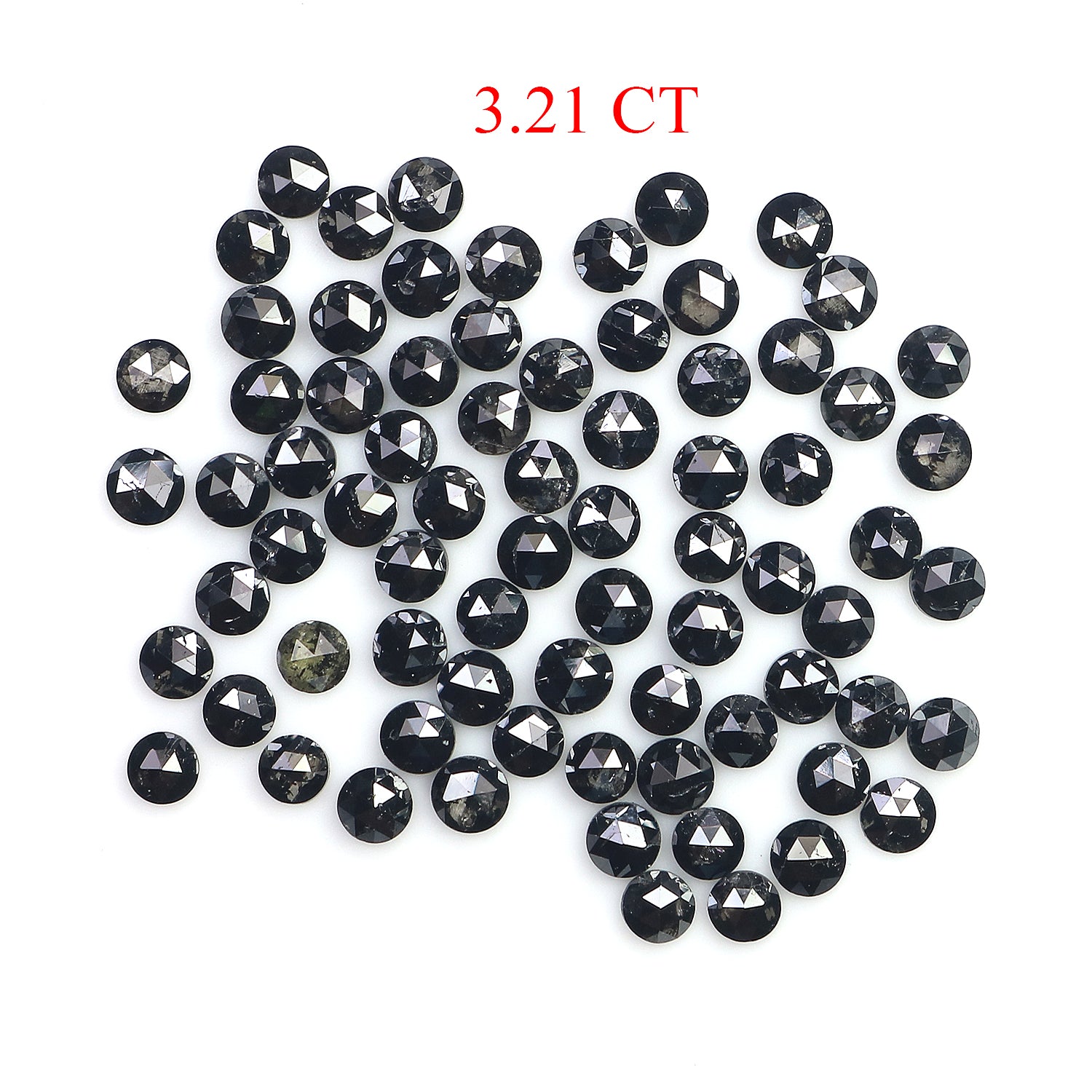 3.21 CT Natural Loose Round Rose Cut Diamond Black Color Round Shape Diamond 2.10 MM Natural Loose Black Color Round Rose Cut Diamond LQ1842