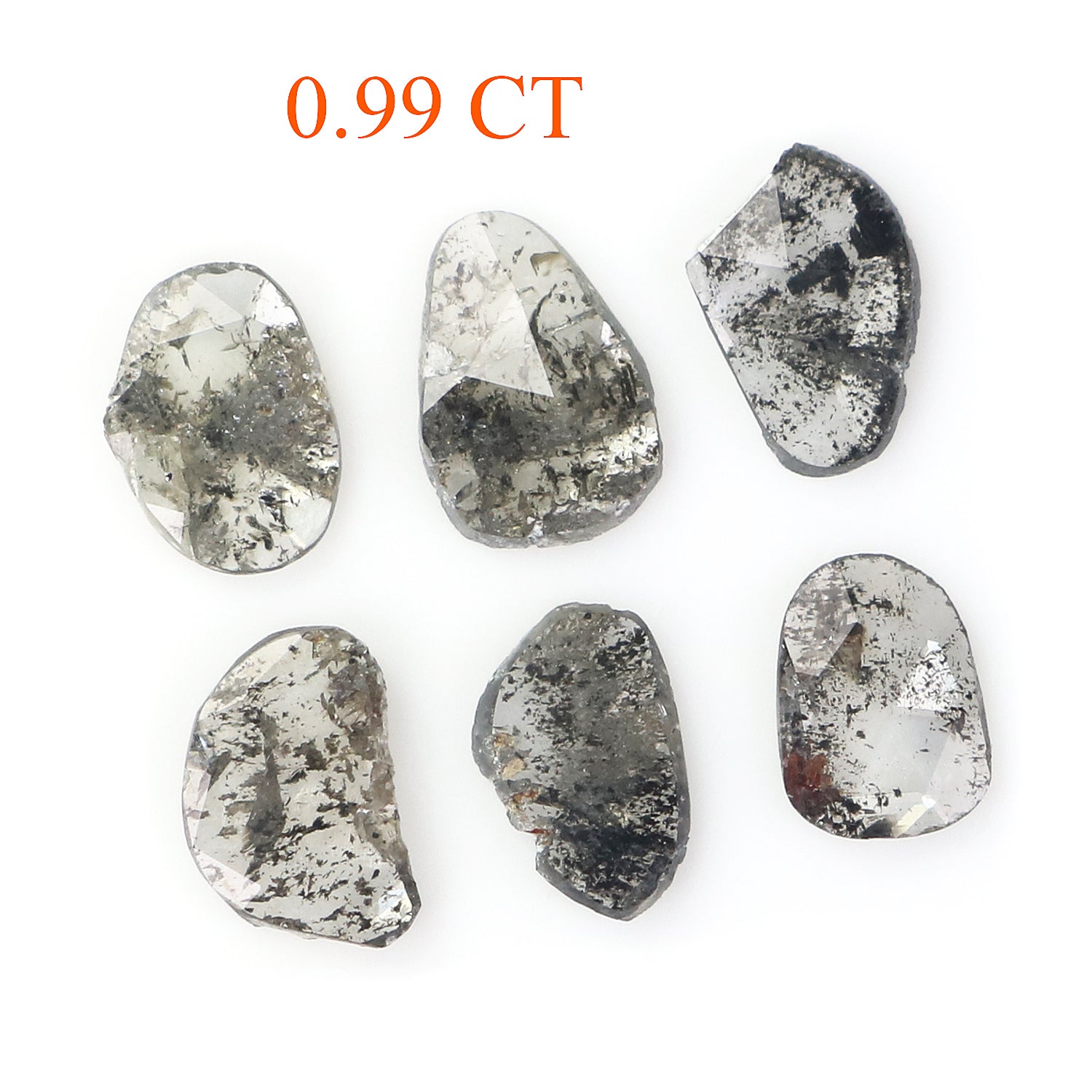 0.99 CT Natural Loose Slice Shape Diamond Salt And Pepper Slice Cut Diamond 5.70 MM Natural Black Grey Diamond Irregular Cut Diamond L3470