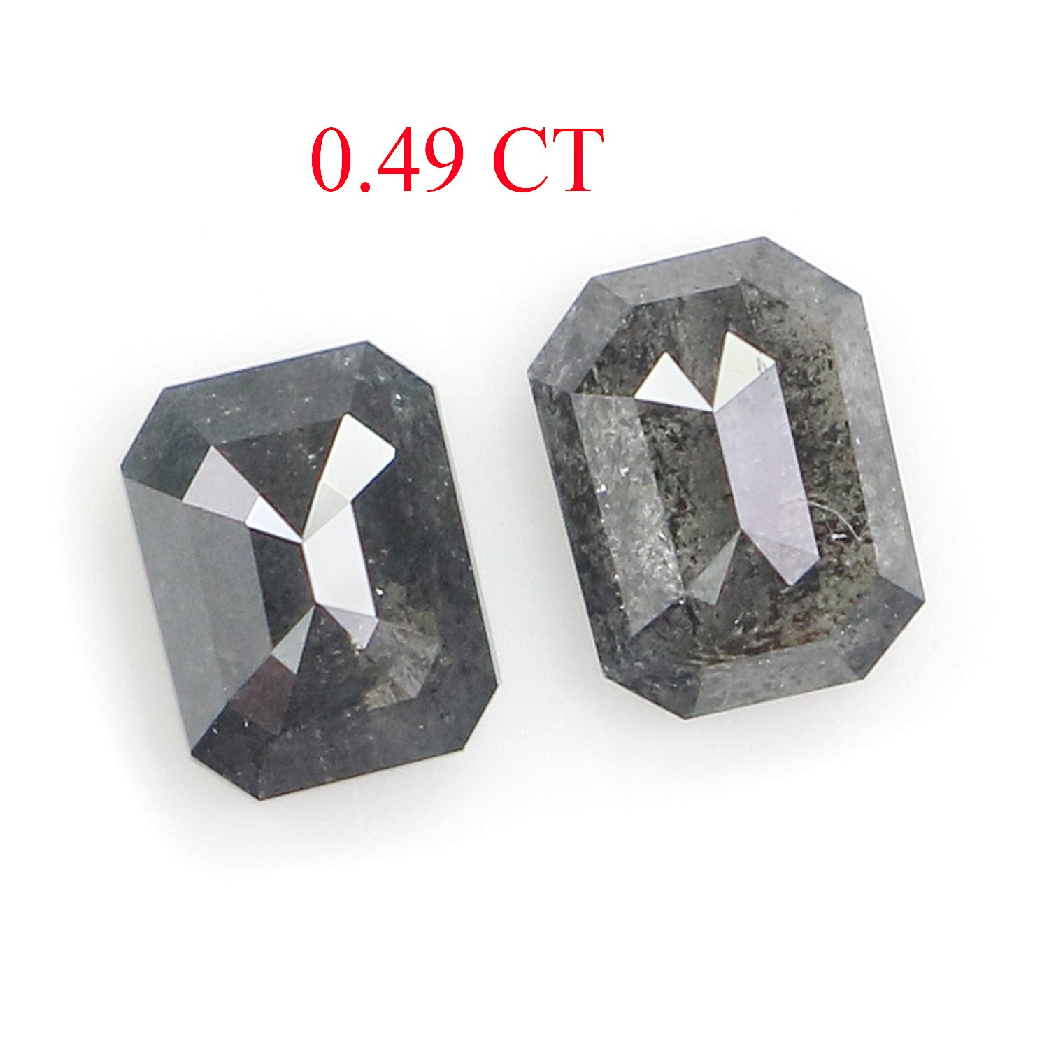 0.49 CT Natural Loose Emerald Pair Shape Diamond Salt And Pepper Emerald Diamond 4.00 MM Black Grey Color Emerald Rose Cut Diamond N2150