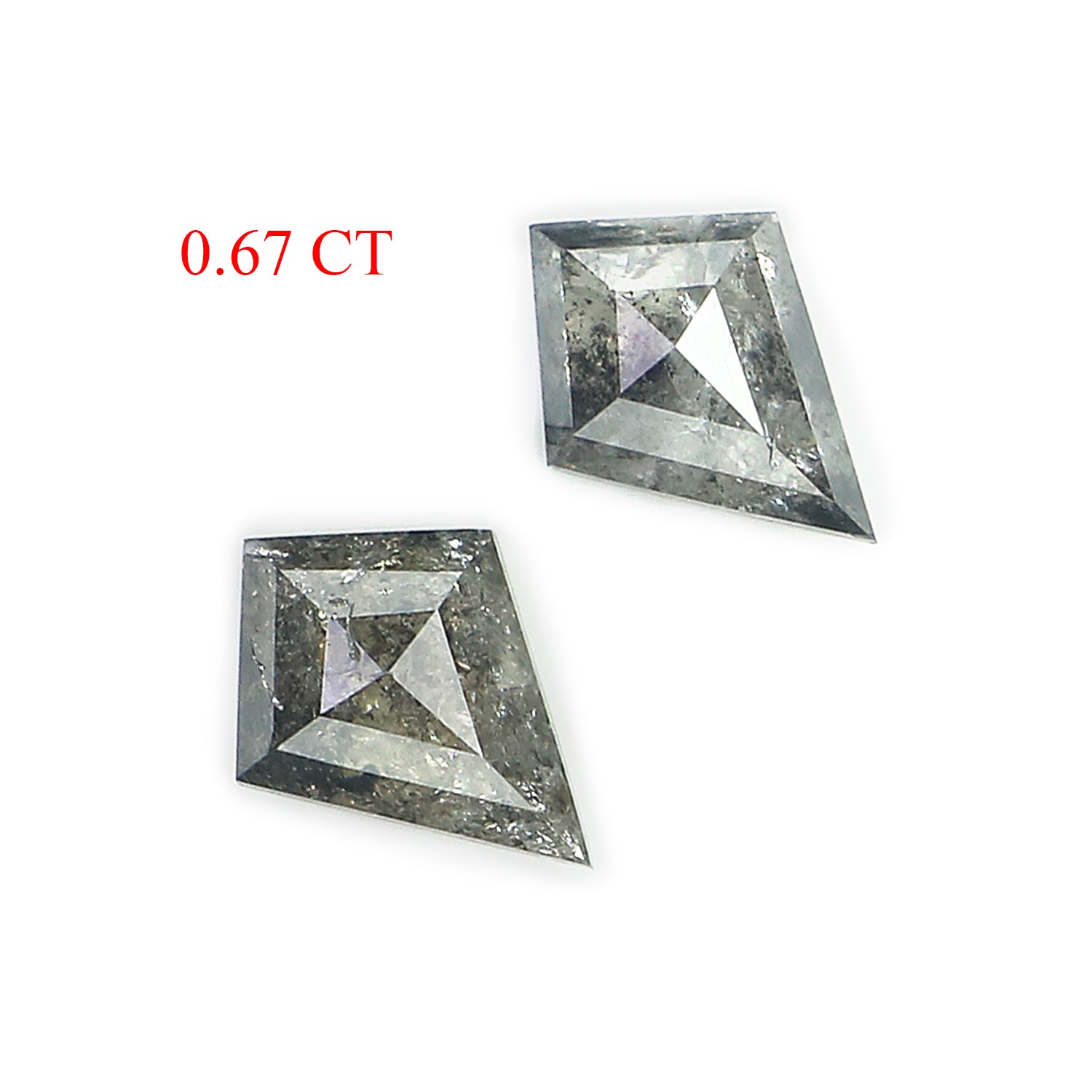 0.67 CT Natural Loose Kite Cut Pair Diamond Salt And Pepper Kite Shape Diamond 6.20 MM Natural Black Grey Color Kite Rose Cut Diamond LQ2736