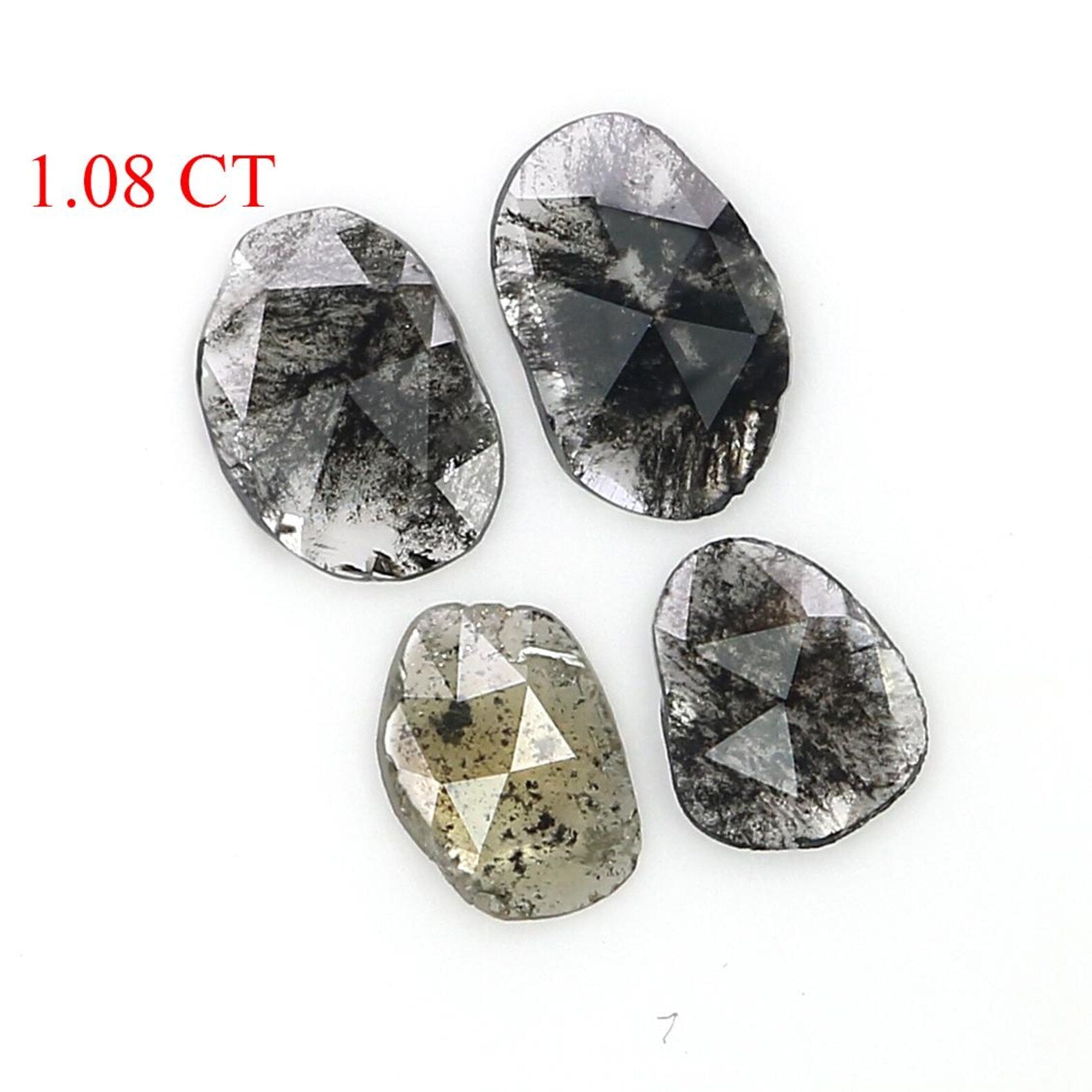 1.08 CT Natural Loose Slice Shape Diamond Salt And Pepper Slice Cut Diamond 7.55 MM Natural Black Grey Color Slice Rose Cut Diamond NQ2535