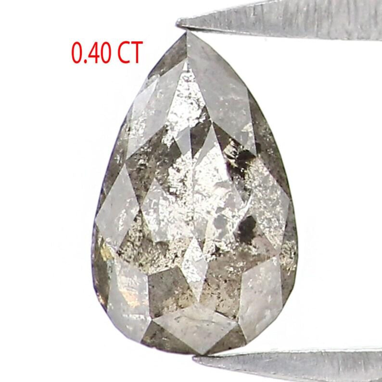 0.40 CT Natural Loose Pear Shape Diamond Salt And Pepper Pear Diamond 6.05 MM Natural Loose Black Grey Color Pear Rose Cut Diamond NQ2104