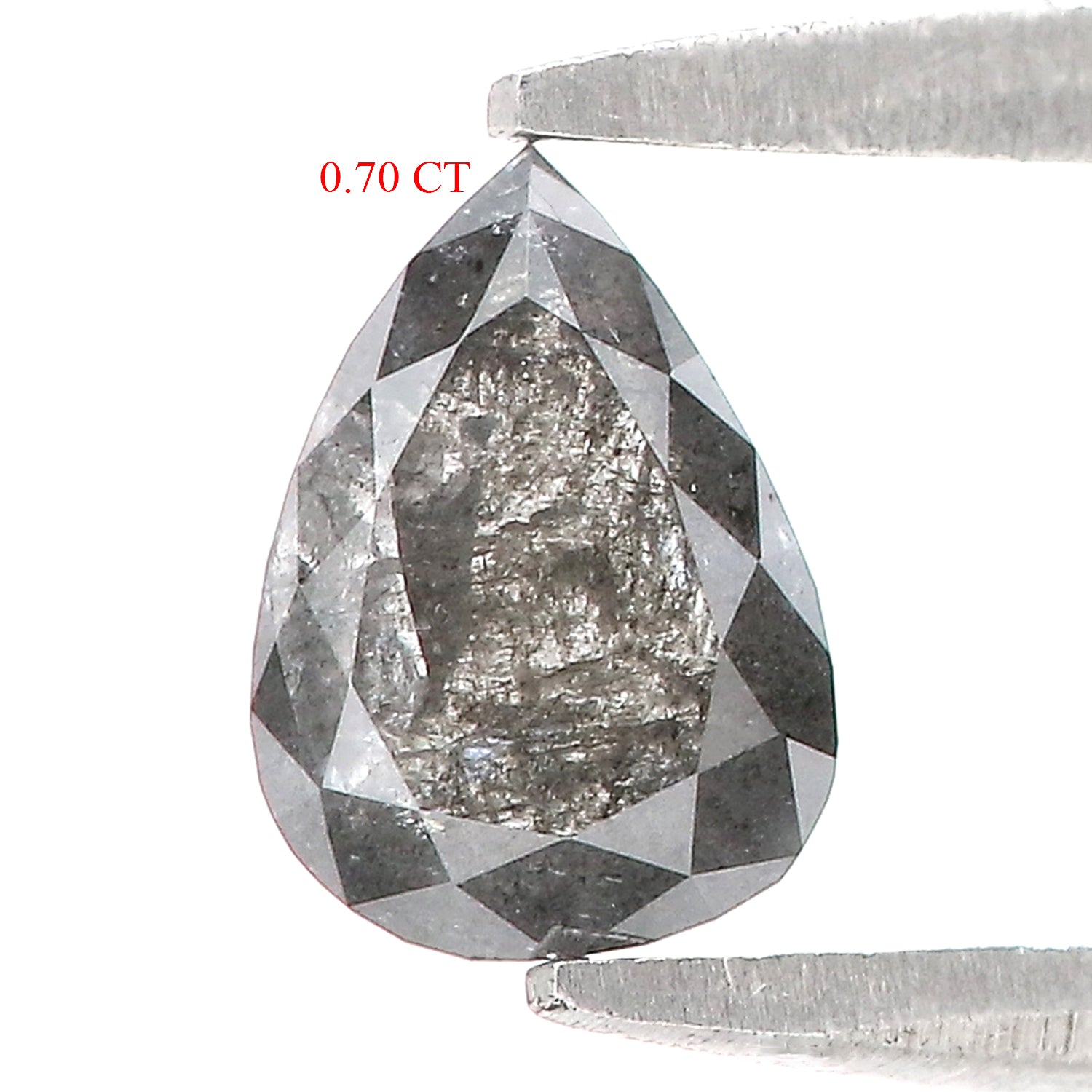0.70 CT Natural Loose Pear Shape Diamond Salt And Pepper Pear Cut Diamond 6.40 MM Natural Black Grey Color Pear Rose Cut Diamond LQ3354