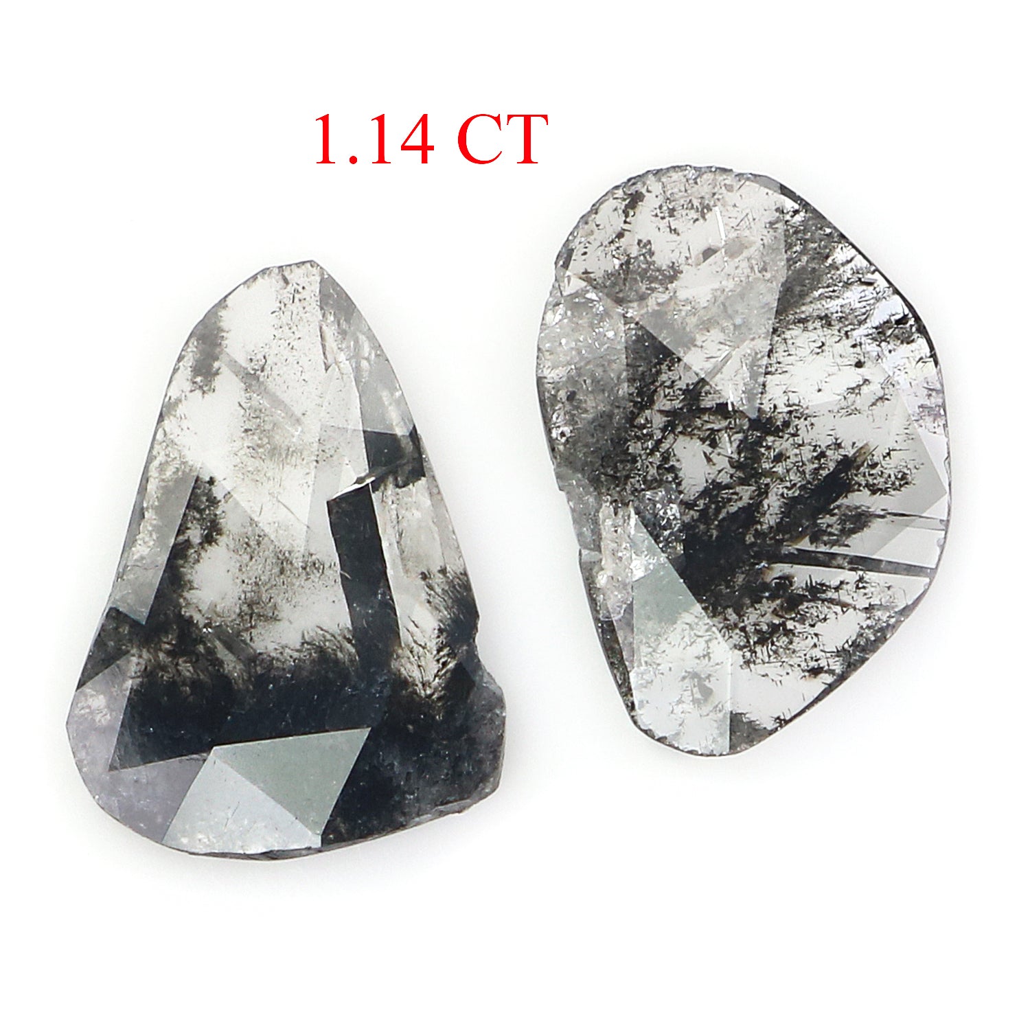 1.14 CT Natural Loose Slice Shape Diamond Salt And Pepper Slice Cut Diamond 9.65 MM Natural Black Grey Diamond Irregular Cut Diamond L3484