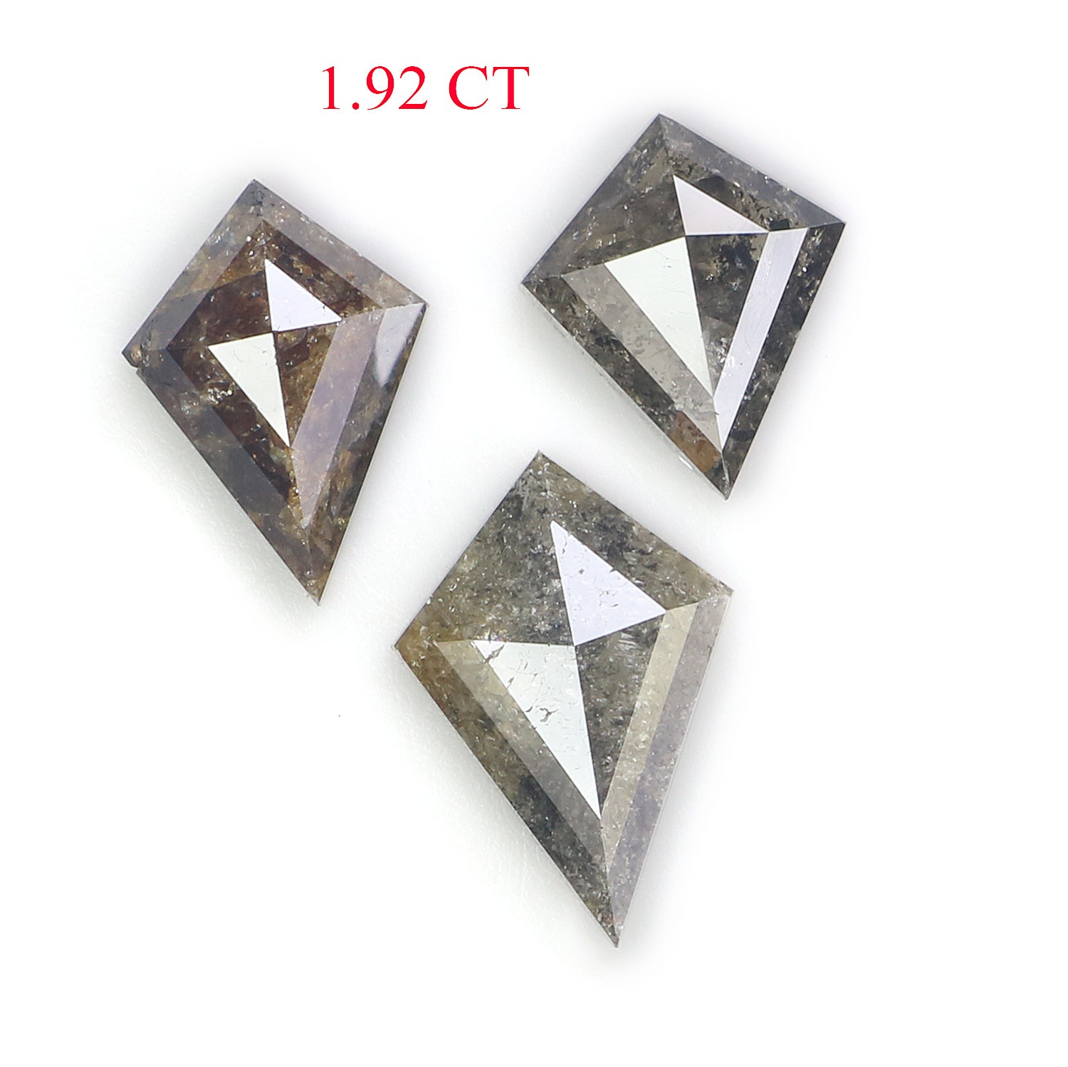 1.92 CT Natural Loose Kite Shape Diamond Salt And Pepper Kite Cut Diamond 9.25 MM Natural Black Grey Color Kite Rose Cut Diamond L3443