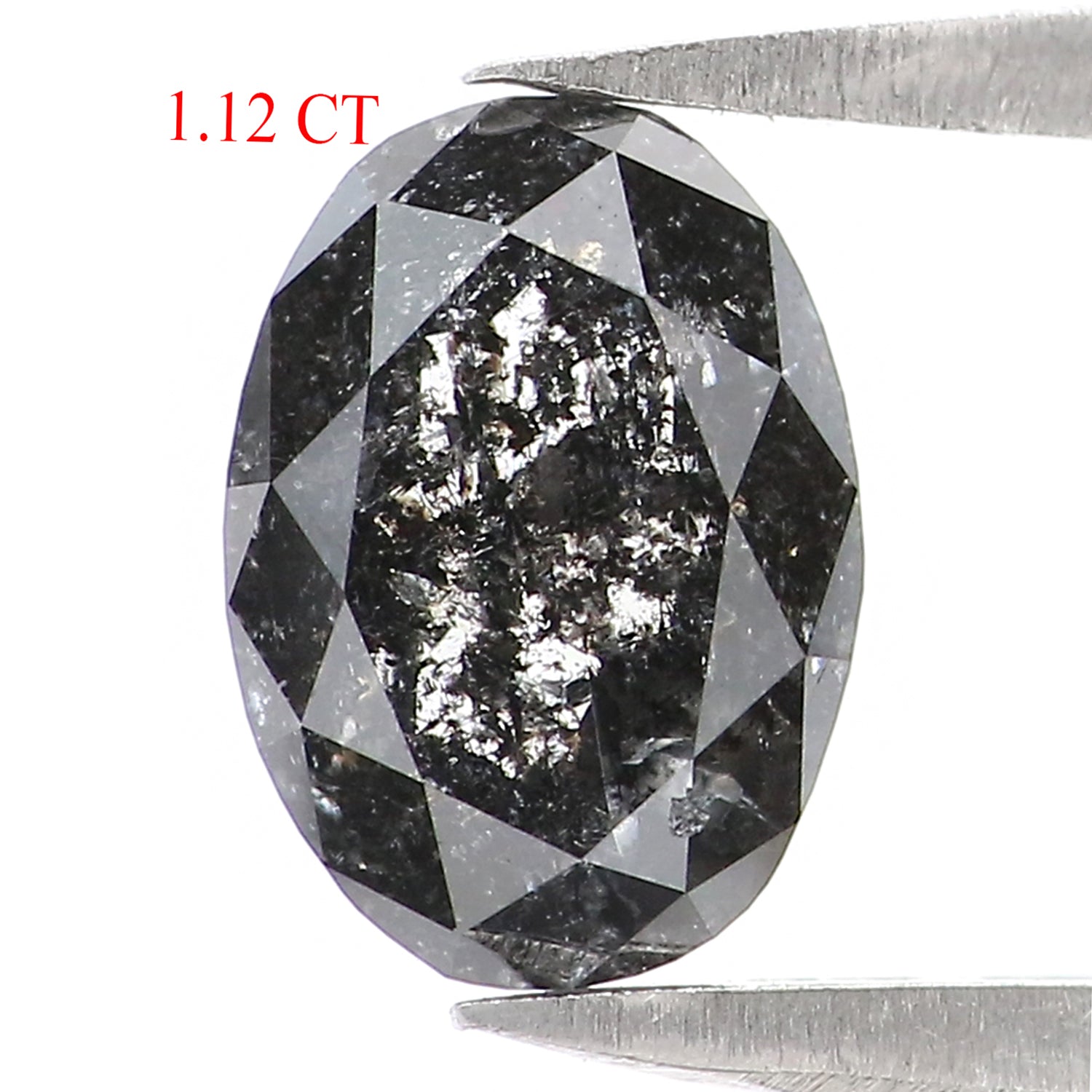 1.12 CT Natural Loose Oval Shape Diamond Salt And Pepper Oval Shape Diamond 7.60 MM Natural Black Grey Color Oval Rose Cut Diamond LQ2995