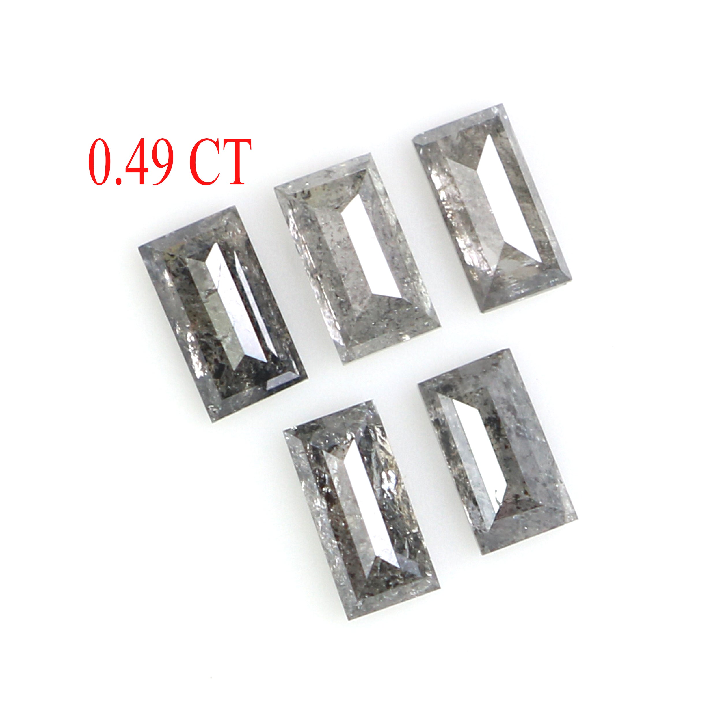 0.49 CT Natural Loose Baguette Shape Diamond Salt And Pepper Baguette Diamond 3.55 MM Natural Black Grey Baguette Rose Cut Diamond LQ2816