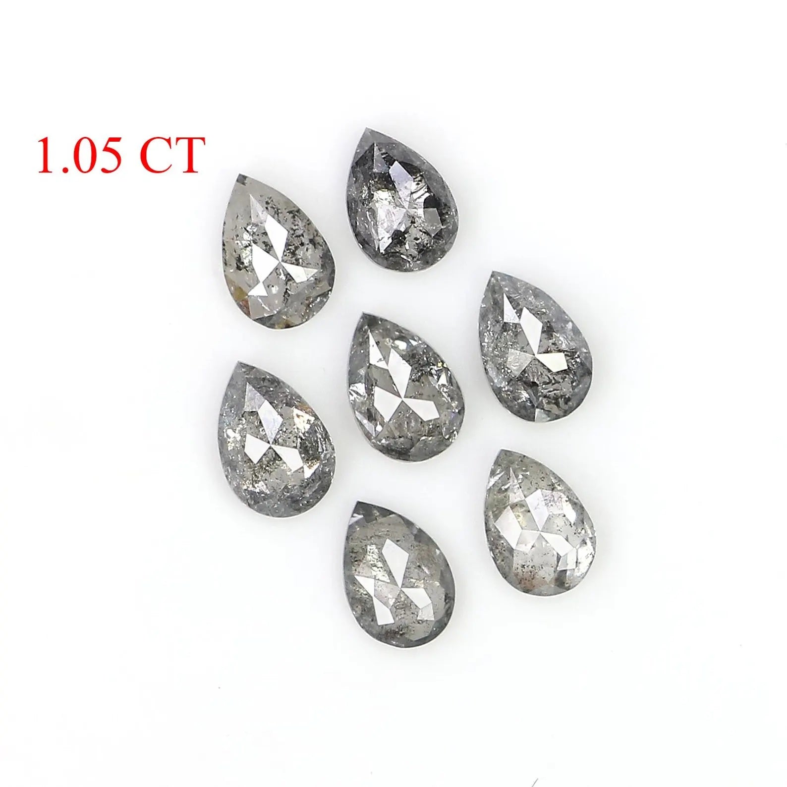 1.05 CT Natural Loose Pear Diamond Salt And Pepper Pear Diamond 3.60 MM Natural Loose Diamond Black Grey Color Pear Rose Cut Diamond NQ1569