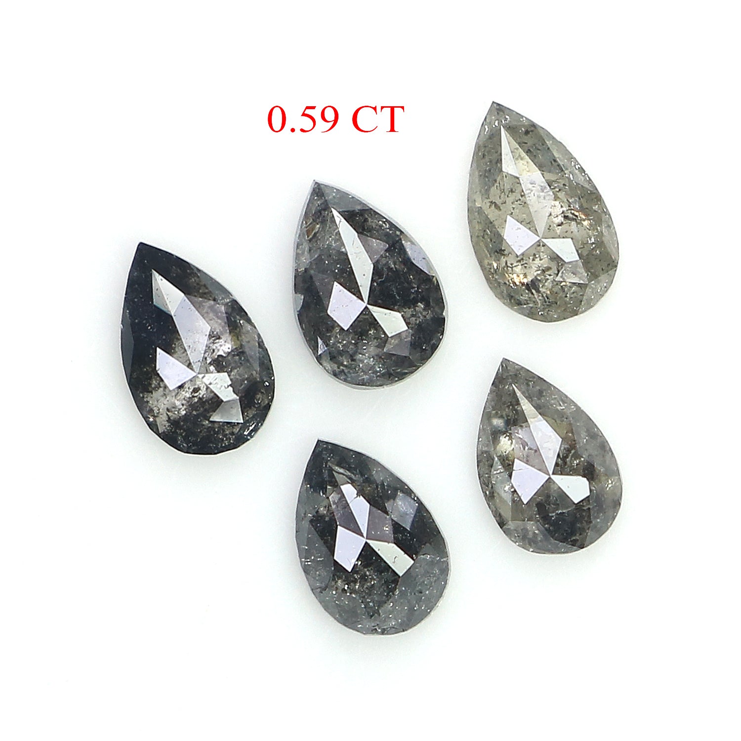 0.59 CT Natural Loose Pear Shape Diamond Salt And Pepper Pear Diamond 4.30 MM Natural Loose Black Grey Color Pear Rose Cut Diamond LQ2789