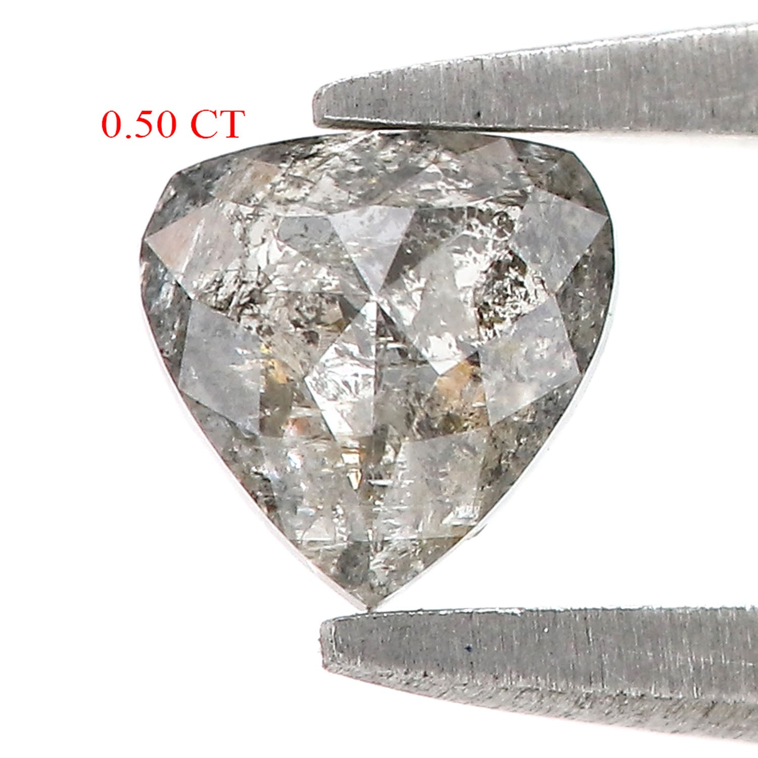 0.50 CT Natural Loose Heart Shape Diamond Salt And Pepper Heart Rose Cut Diamond 4.85 MM Black Grey Color Heart Cut Rose Cut Diamond QL7880