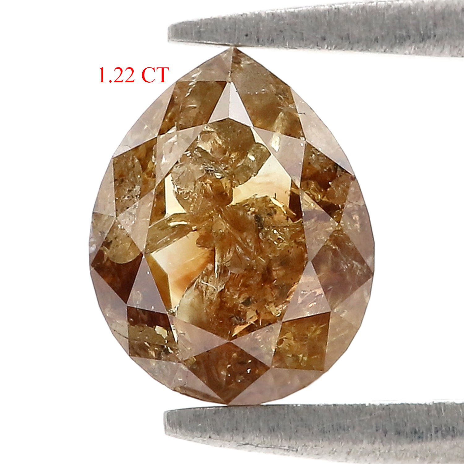 Natural Pear Brown Diamond 1.22 CT Loose Rose Cut Brown Stone 7.60 MM Rustic Diamond Pear Diamond For Custom Engagement Ring L3661