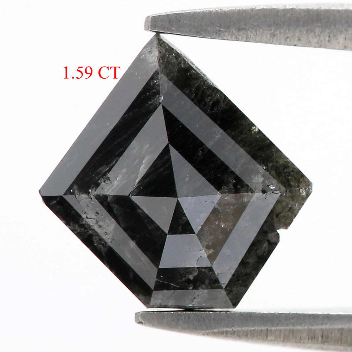 Natural Loose Diamond Shield Black Grey Salt And Pepper Color I3 Clarity 9.20 MM 1.59 Ct KR1267
