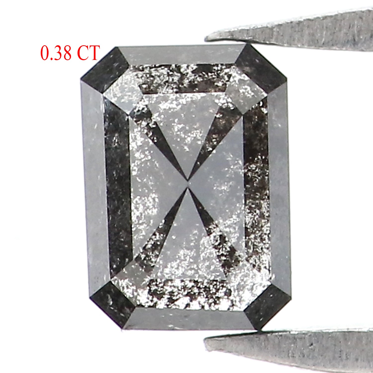 0.38 CT Natural Loose Emerald Shape Diamond Salt And Pepper Emerald Diamond 4.60 MM Black Grey Color Emerald Shape Rose Cut Diamond QK180