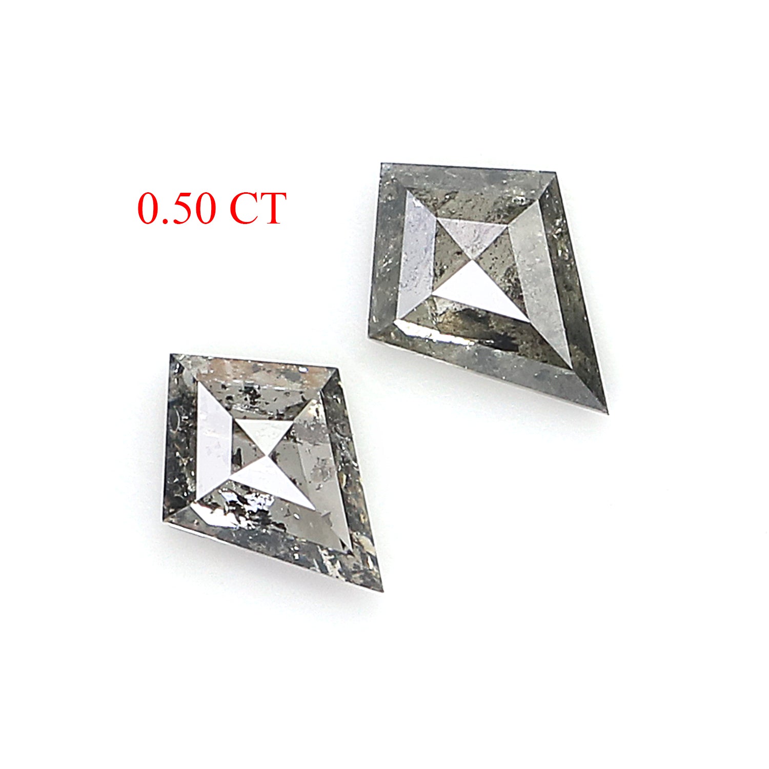 0.50 CT Natural Loose Kite Cut Pair Diamond Salt And Pepper Kite Shape Diamond 5.50 MM Natural Black Grey Color Kite Rose Cut Diamond LQ2881