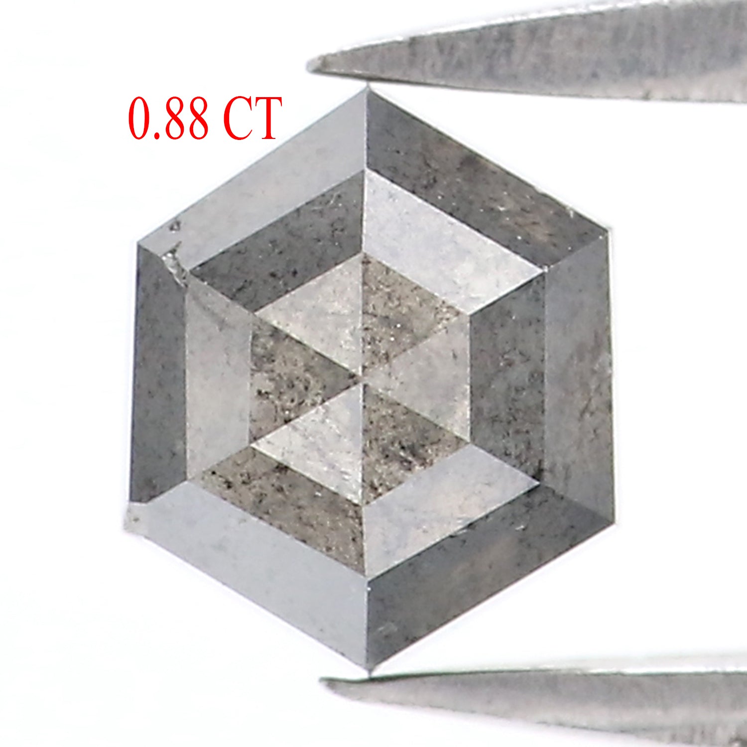 0.88 CT Natural Loose Hexagon Shape Diamond Salt And Pepper Hexagon Cut Diamond 5.65 MM Natural Black Grey Hexagon Rose Cut Diamond QL2859