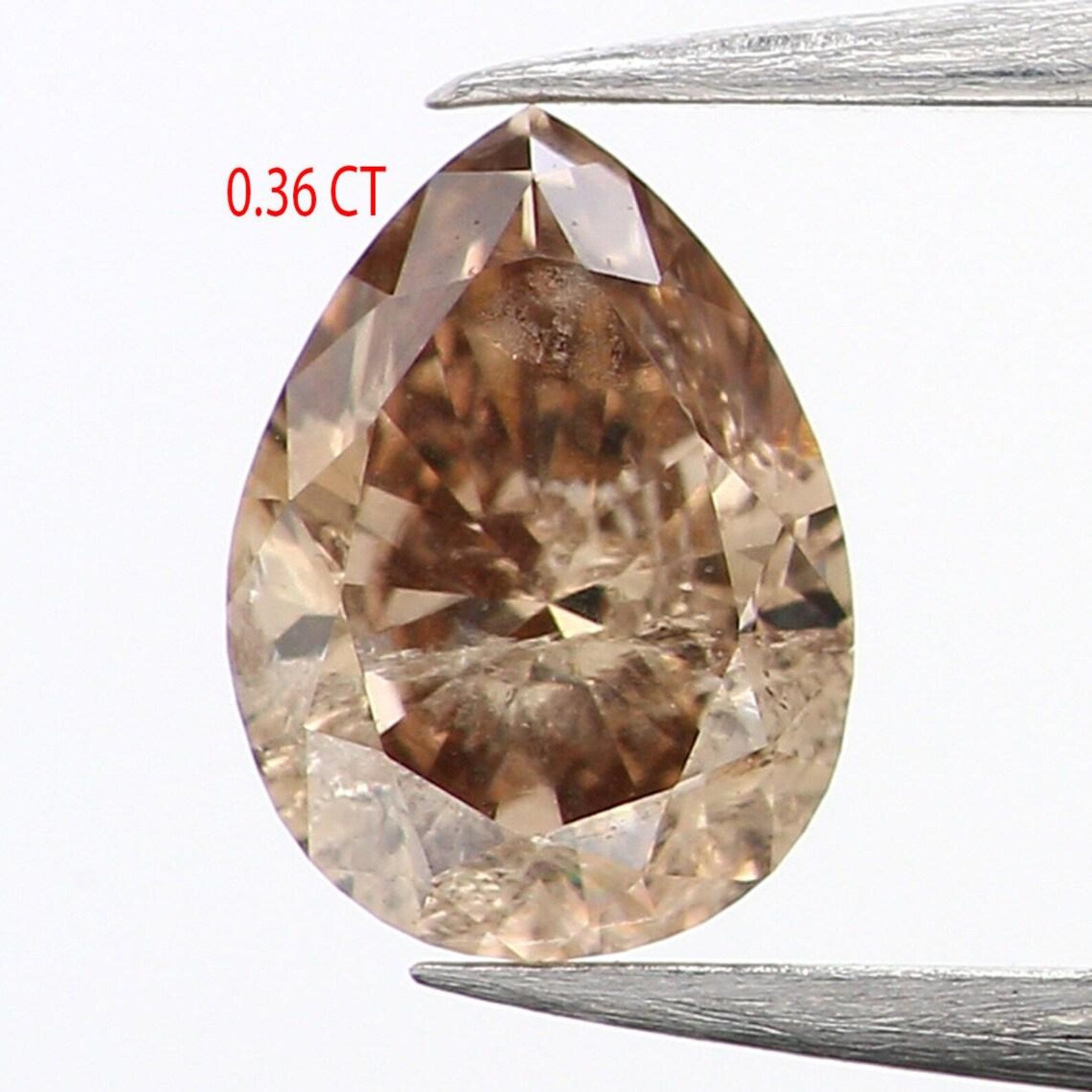 0.36 CT Natural Loose Pear Shape Diamond Brown Color Pear Cut Diamond 5.35 MM Natural Loose Brown Color Pear Brilliant Cut Diamond NQ1298