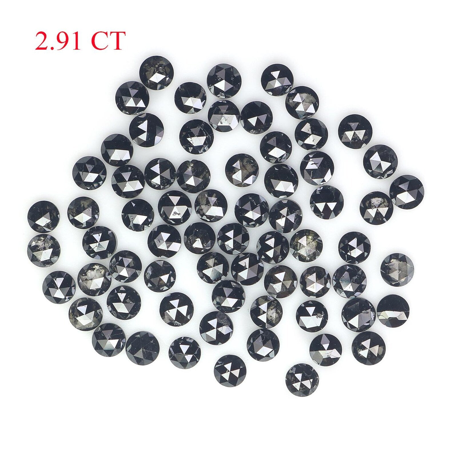 2.91 CT Natural Loose Round Shape Diamond Black Color Round Diamond 2.10 MM Natural Loose Diamond Black Color Round Rose Cut Diamond NQ1808