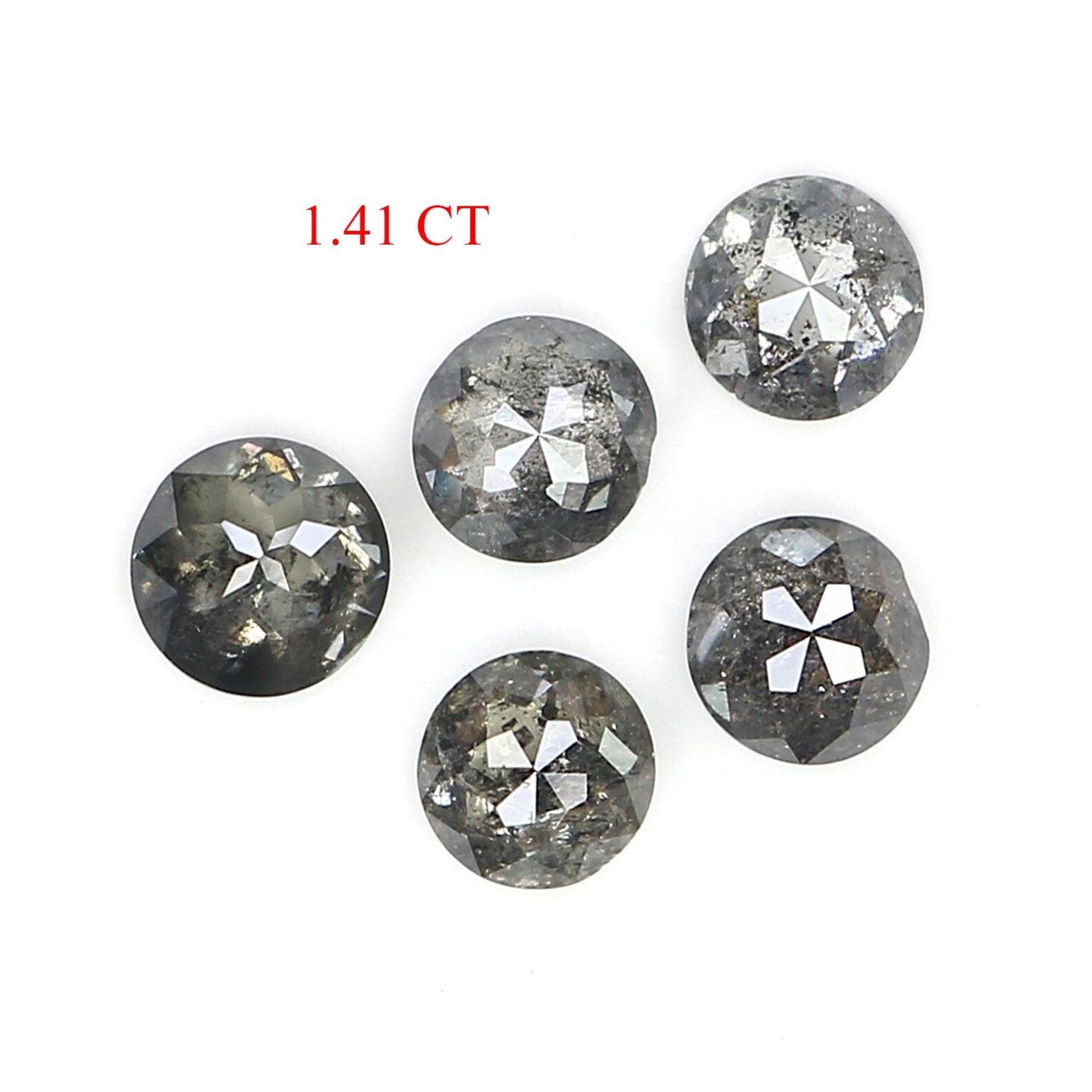 1.41 Ct Natural Loose Round Rose Cut Diamond Salt And Pepper Round Shape Diamond 3.75 MM Natural Black Grey Round Rose Cut Diamond NQ7663