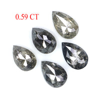 Natural Loose Pear Diamond, Salt And Pepper Pear Diamond, Natural Loose Diamond, Pear Rose Cut Diamond, 0.59 CT Pear Cut Diamond L2789