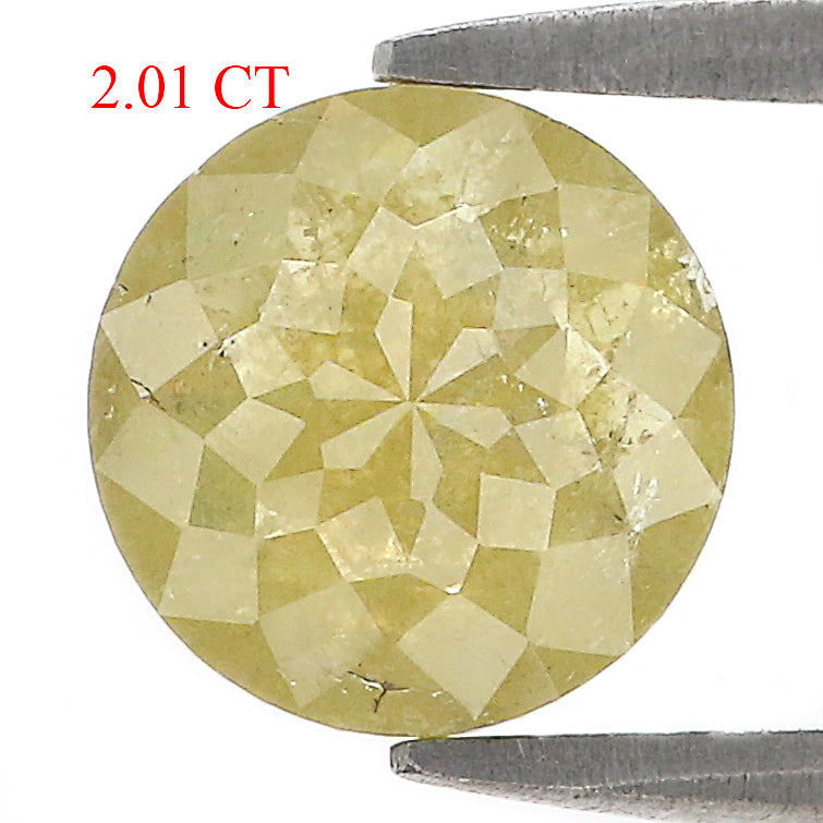 2.01 CT Natural Loose Round Rose Cut Diamond Yellow Color Round Shape Diamond 7.90 MM Natural Yellow Diamond Round Rose Cut Diamond LQ1562