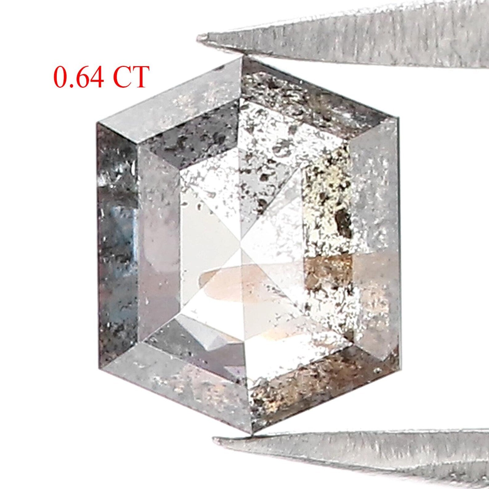 0.64 CT Natural Loose Hexagon Shape Diamond Salt And Pepper Hexagon Cut Diamond 6.00 MM Natural Loose Hexagon Shape Rose Cut Diamond QN1439
