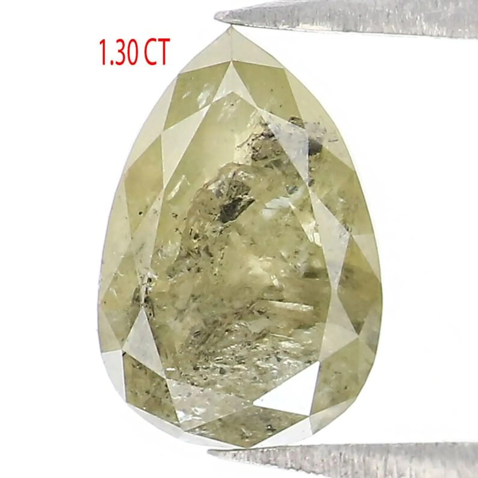 1.30 CT Natural Loose Pear Shape Diamond Yellow Color Pear Cut Diamond 7.90 MM Natural Diamond Green Color Pear Rose Cut Diamond NQ9110