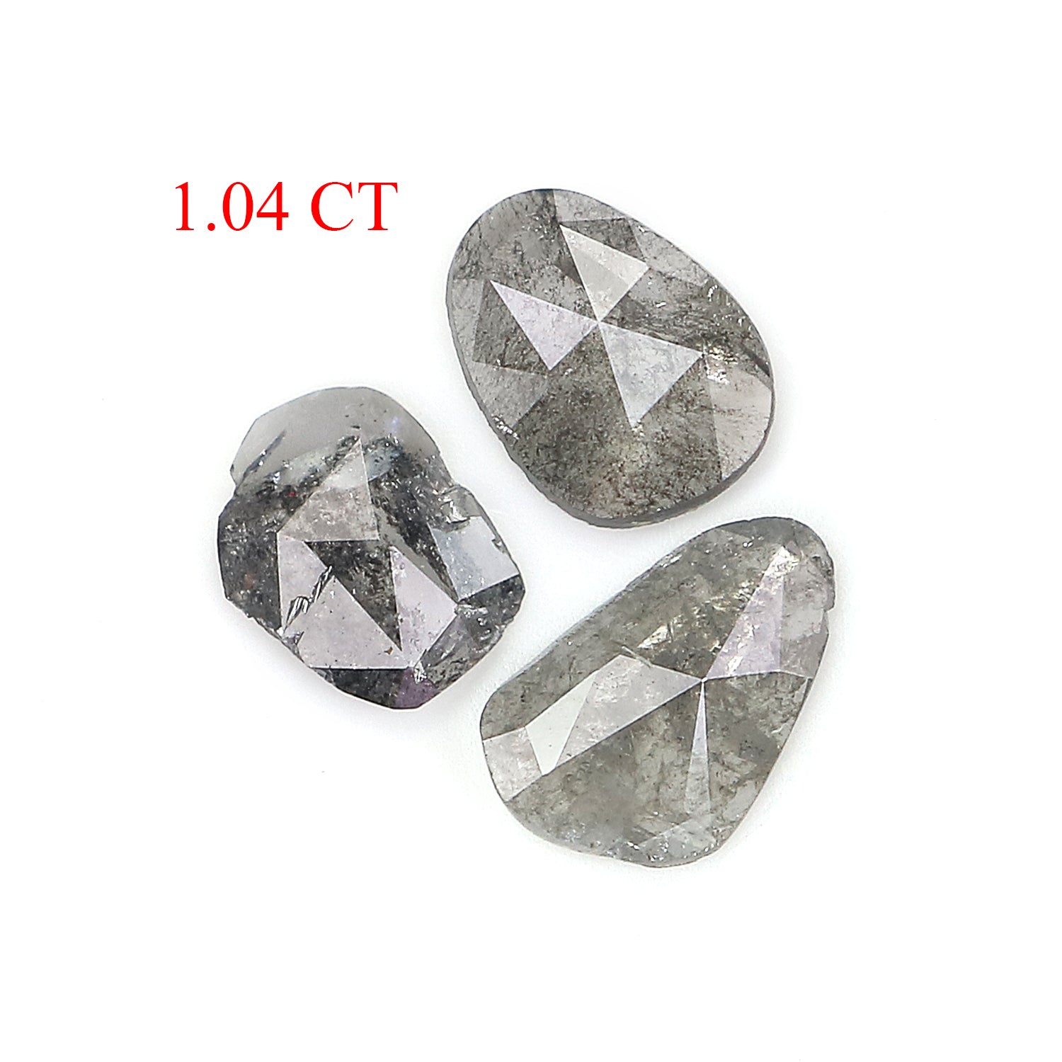 1.04 CT Natural Loose Slice Shape Diamond Salt And Pepper Slice Cut Diamond 5.70 MM Natural Black Grey Color Slice Rose Cut Diamond LQ1467