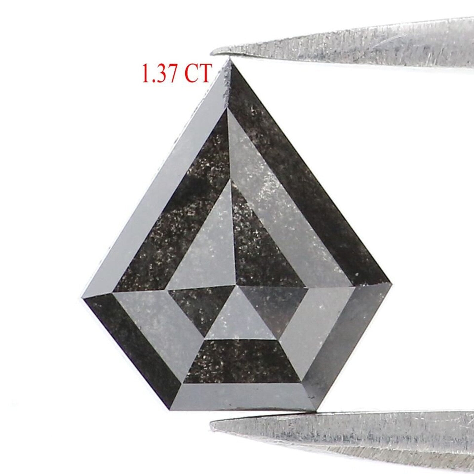 1.37 Ct Natural Loose Shield Shape Diamond Salt And Pepper Shield Diamond 7.70 MM Natural Black Grey Color Shield Rose Cut Diamond QN262