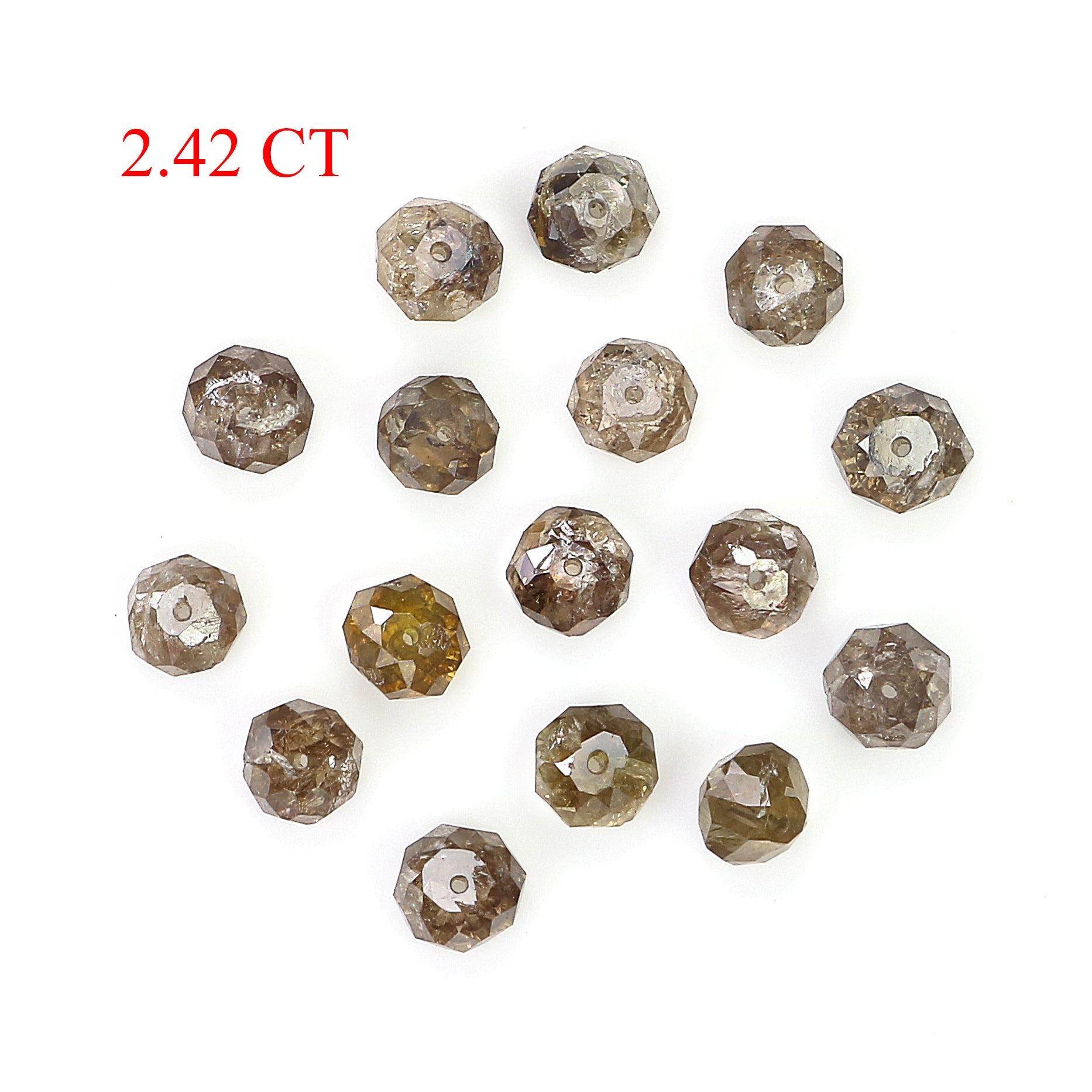 2.42 CT Natural Loose Bead Shape Diamond Brown Color Bead Cut Diamond 2.70 MM Natural Loose Diamond Bead Rose Cut Diamond LQ1736