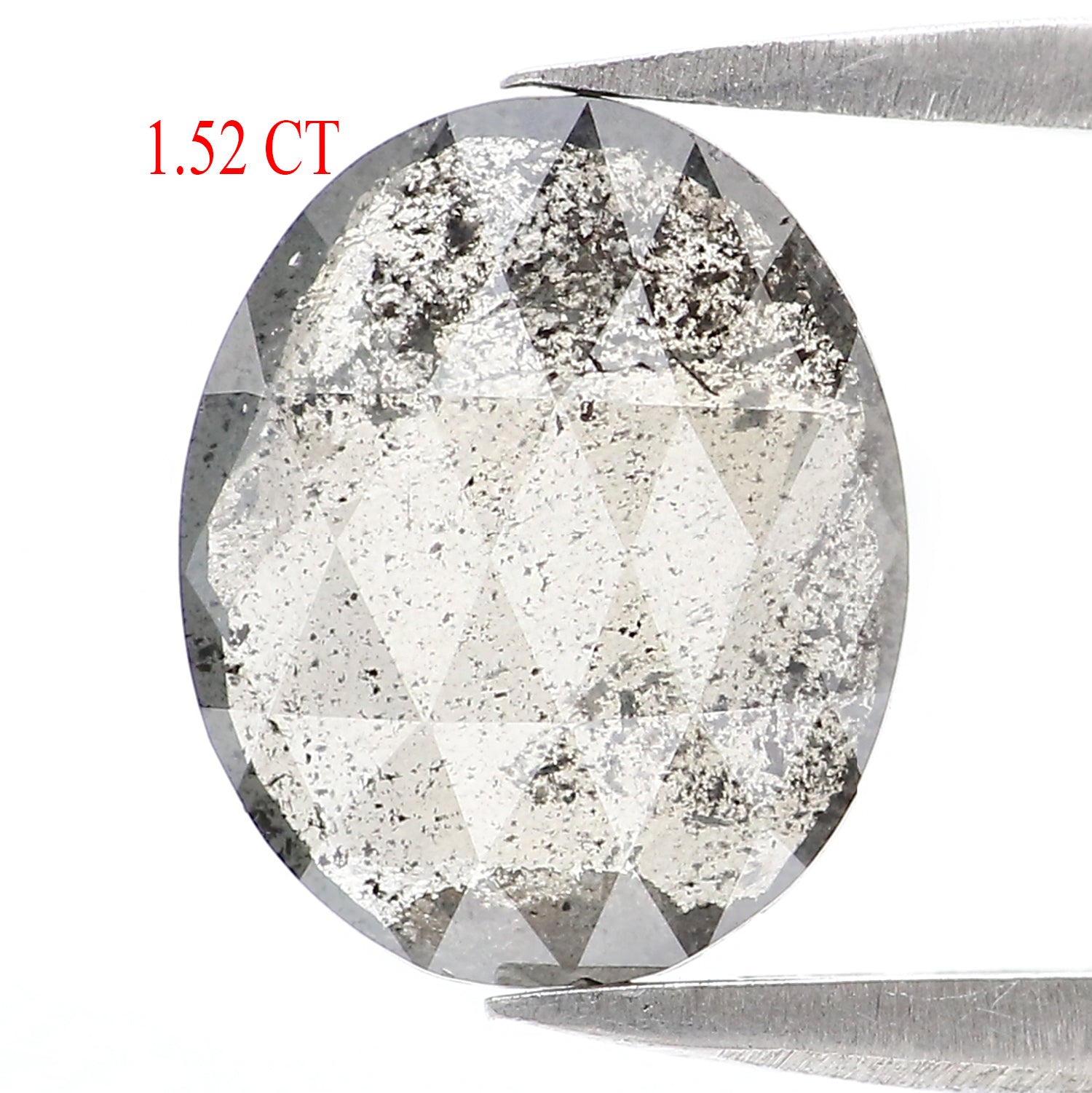 1.52 Ct Natural Loose Oval Shape Diamond Salt And Pepper Oval Diamond 9.70 MM Natural Diamond Black Grey Color Oval Rose Cut Diamond LQ2939