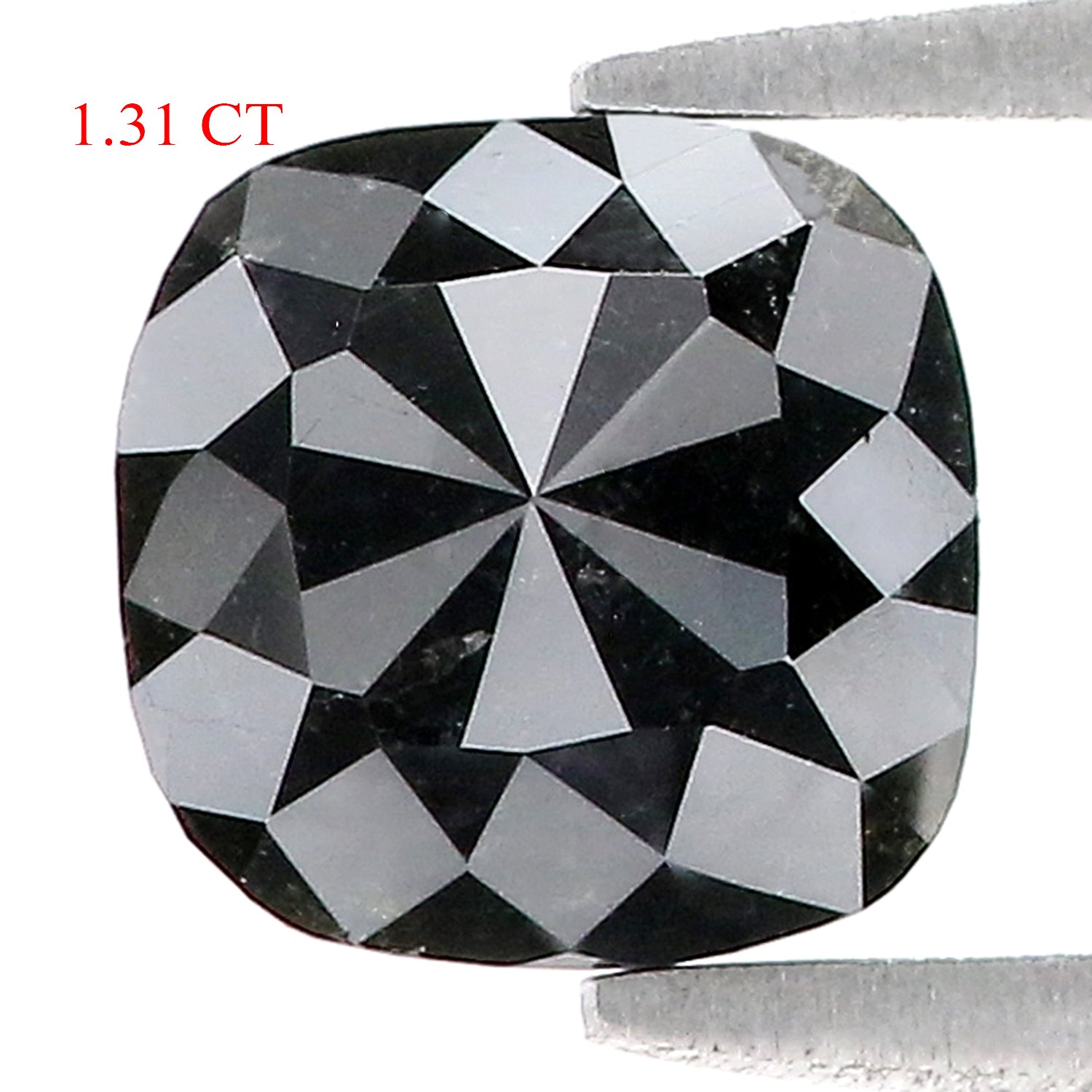 1.31 CT Natural Loose Cushion Shape Diamond Black Color Cushion Rose Cut Diamond 6.80 MM Natural Cushion Shape Black Color Diamond LQ7640
