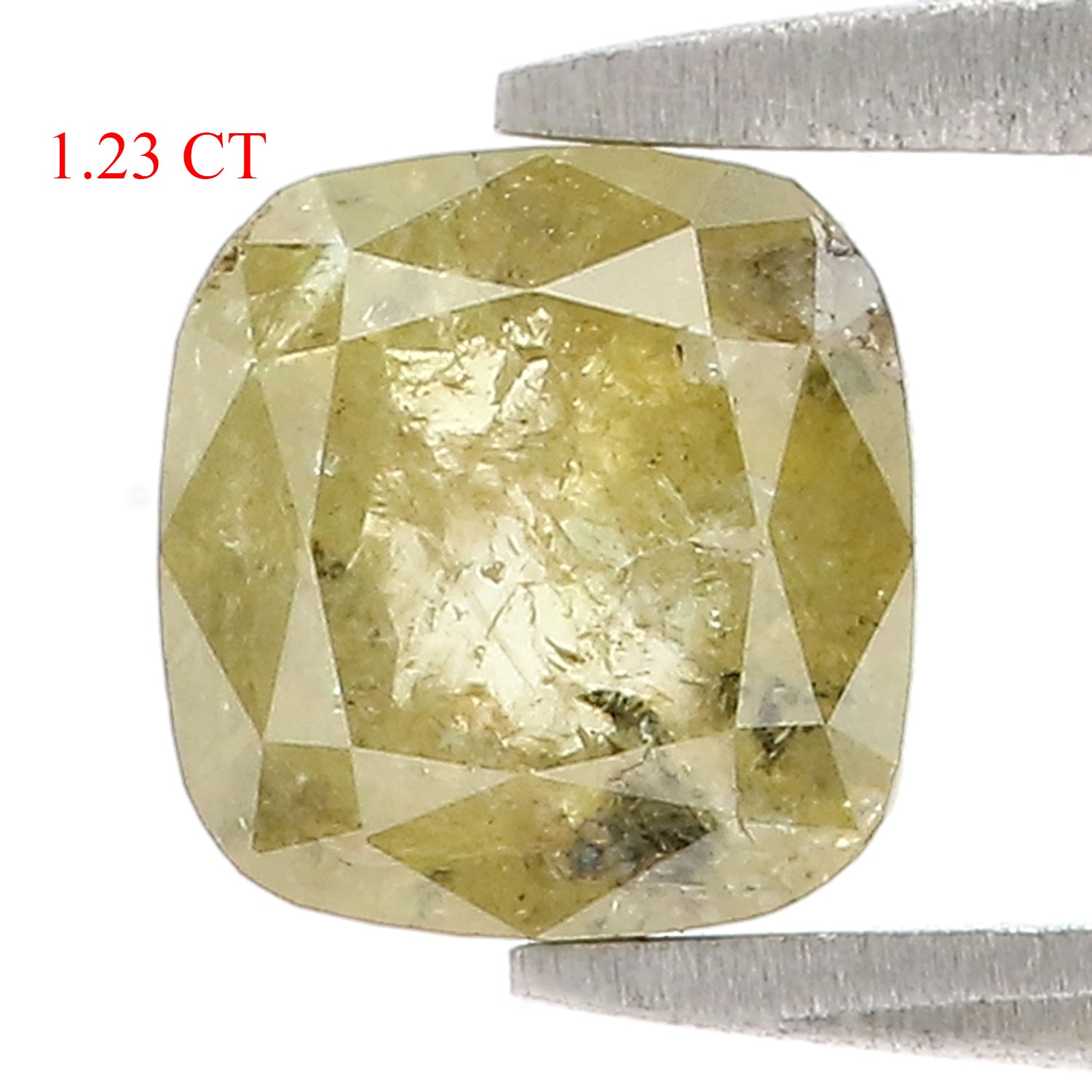 Natural Cushion Yellow Diamond 1.23 CT Loose Rose Cut Green Stone 6.25 MM Rustic Diamond Cushion Diamond For Custom Engagement Ring L3634