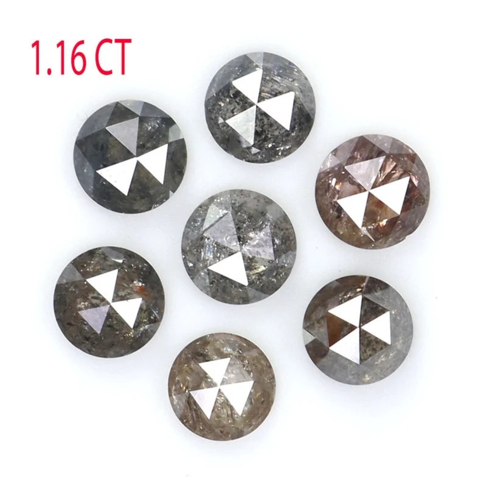 1.16 CT Natural Loose Round Shape Diamond Salt And Pepper Round Shape Diamond 3.35 MM Natural Black Grey Color Round Rose Cut Diamond NQ2066