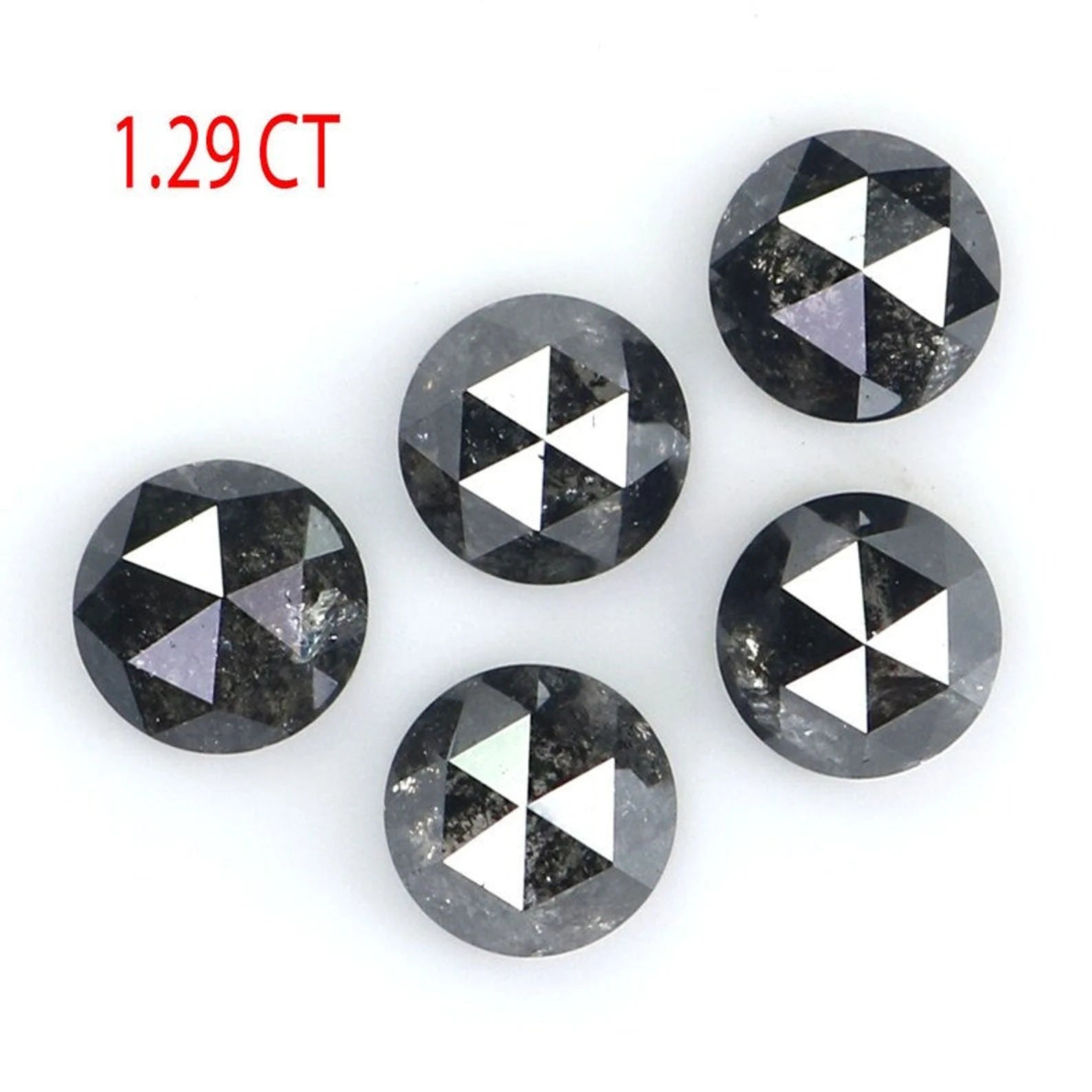 1.29 CT Natural Loose Round Shape Diamond Salt And Pepper Round Cut Diamond 3.70 MM Natural Black Gray Color Round Rose Cut Diamond NQ2070