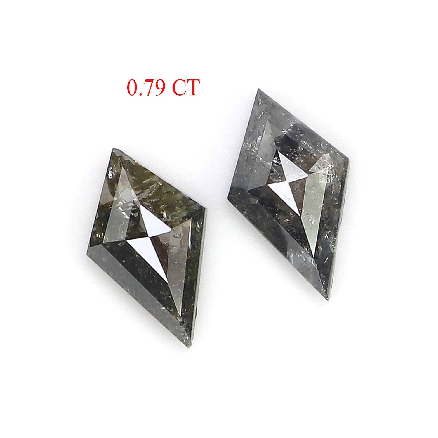 0.79 CT Natural Loose Kite Shape Pair Diamond Salt And Pepper Kite Cut Diamond 7.95 MM Natural Black Grey Color Kite Rose Cut Diamond L3394