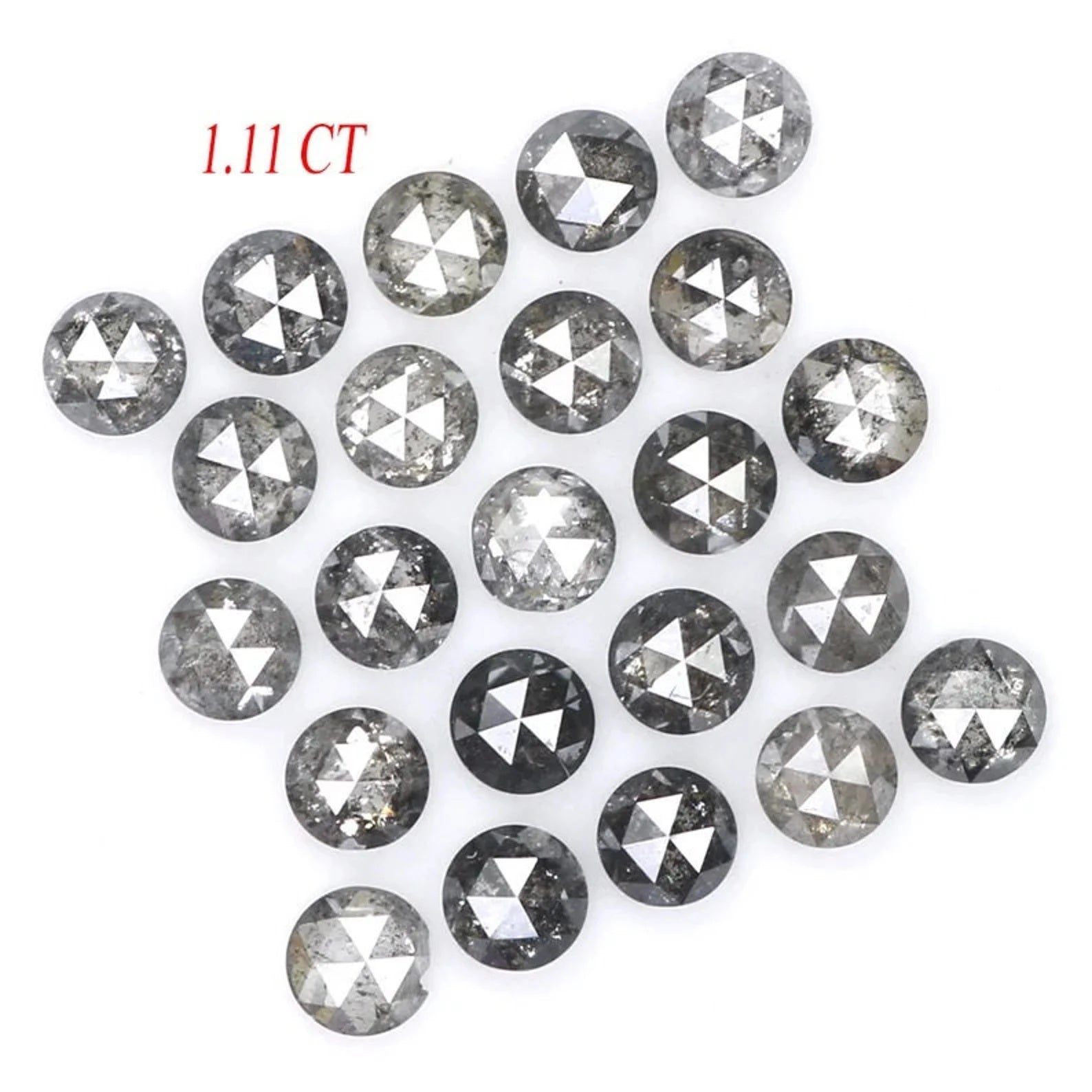 1.11 CT Natural Loose Round Shape Diamond Salt And Pepper Round Cut Diamond 2.20 MM Natural Black Grey Color Round Rose Cut Diamond NQ1836