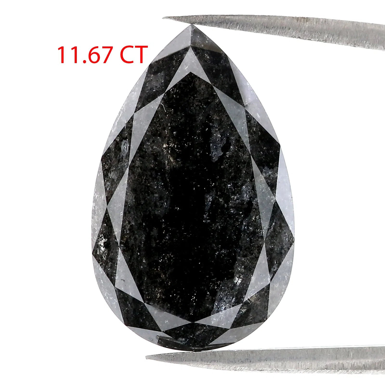 11.67 CT Natural Loose Pear Shape Diamond Salt And Pepper Pear Rose Cut Diamond 20.20 MM Black Grey Color Pear Rose Cut Diamond LQ3019