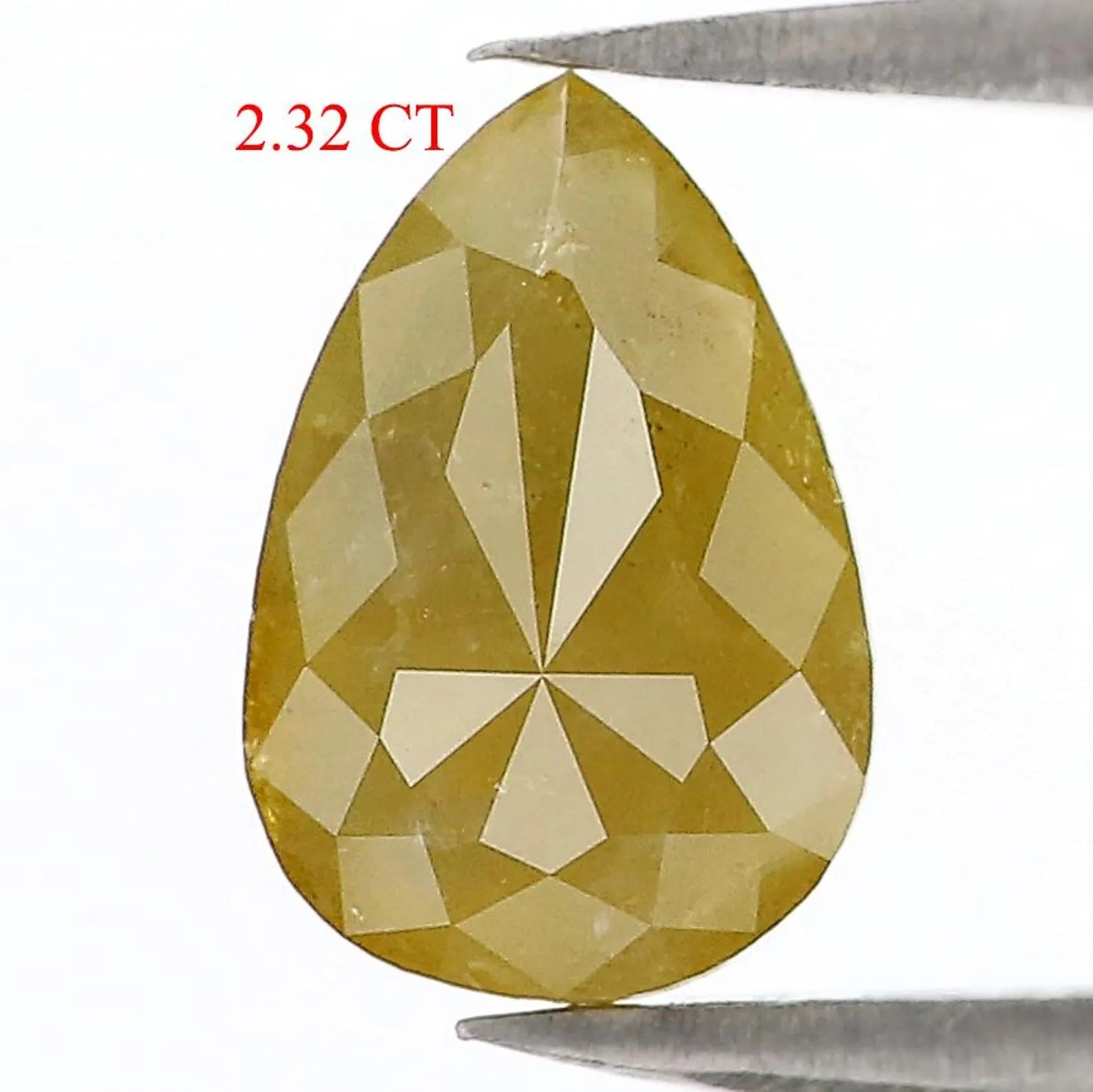 2.32 CT Natural Loose Pear Shape Diamond Yellow Color Pear Cut Diamond 10.00 MM Natural Loose Diamond Yellow Pear Rose Cut Diamond QN735