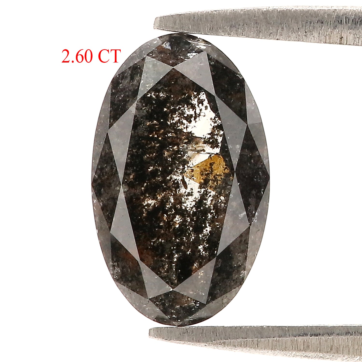 2.60 CT Natural Loose Oval Shape Diamond Salt And Pepper Oval Diamond 11.70 MM Natural Loose Black Grey Color Oval Rose Cut Diamond L3406