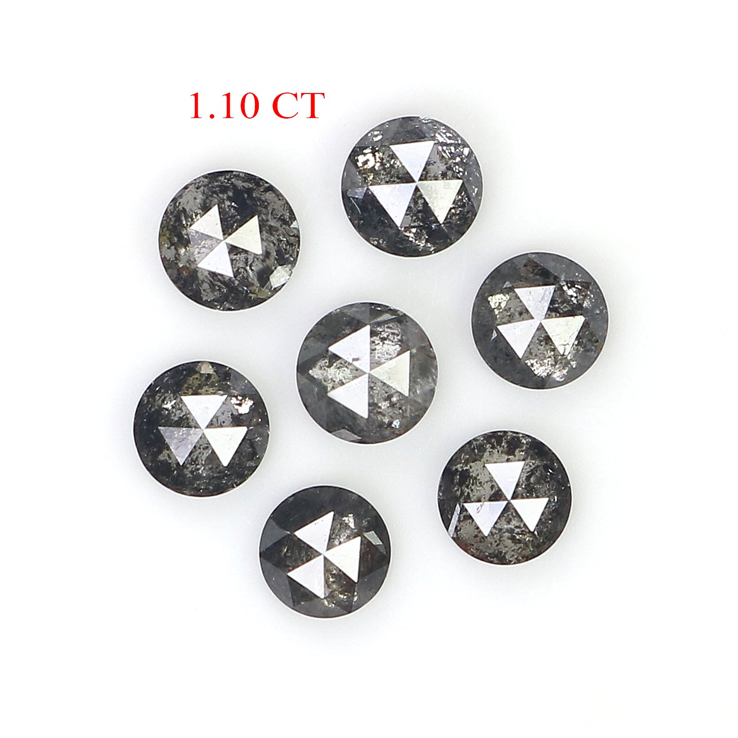 1.10 Ct Natural Loose Round Rose Cut Diamond Salt And Pepper Round Shape Diamond 3.30 MM Natural Black Grey Round Rose Cut Diamond LQ2782