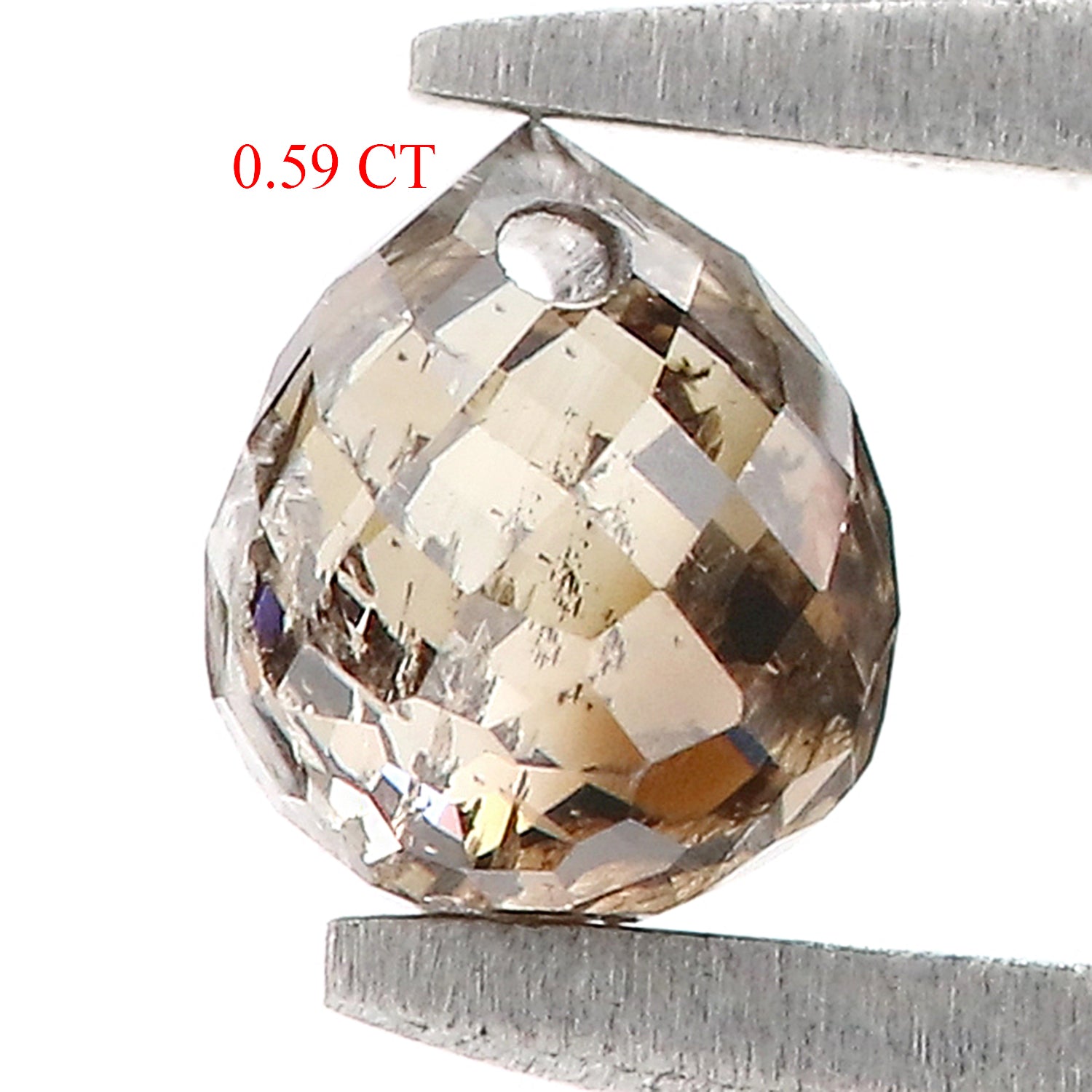 0.59 Ct Natural Loose Briolette Shape Diamond Brown Color Drop Diamond 4.60 MM Natural Loose Brown Color Briolette Rose Cut Diamond LQ131