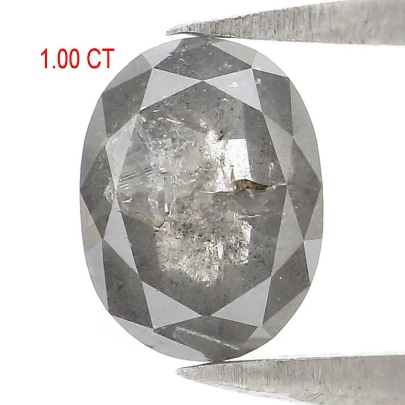 1.00 CT Natural Loose Oval Shape Diamond Salt And Pepper Oval Cut Diamond 6.90 MM Natural Loose Diamond Oval Shape Rose Cut Diamond NQ1349