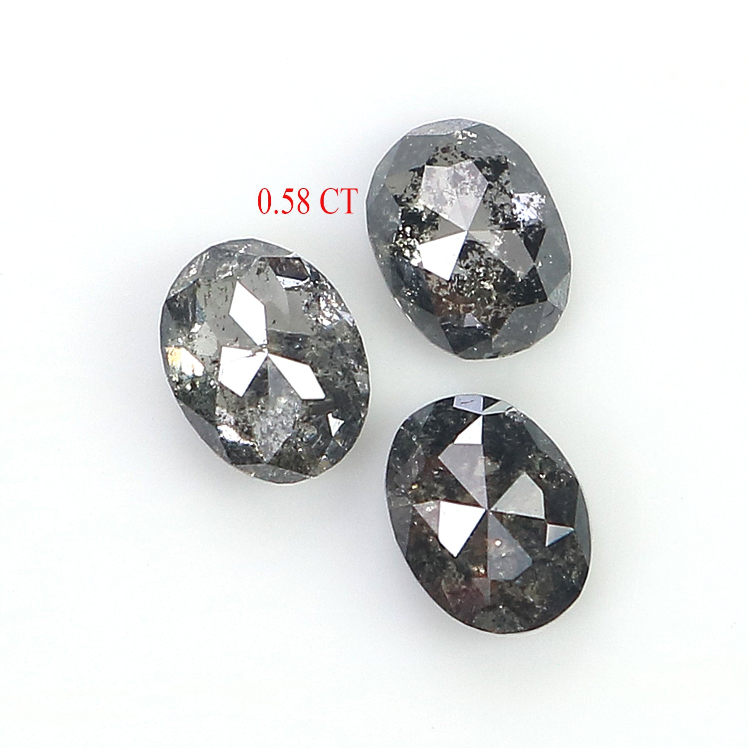 0.73 CT Natural Loose Oval Shape Diamond Salt And Pepper Oval Cut Diamond 4.25 MM Natural Black Grey Color Oval Rose Cut Diamond LQ2776