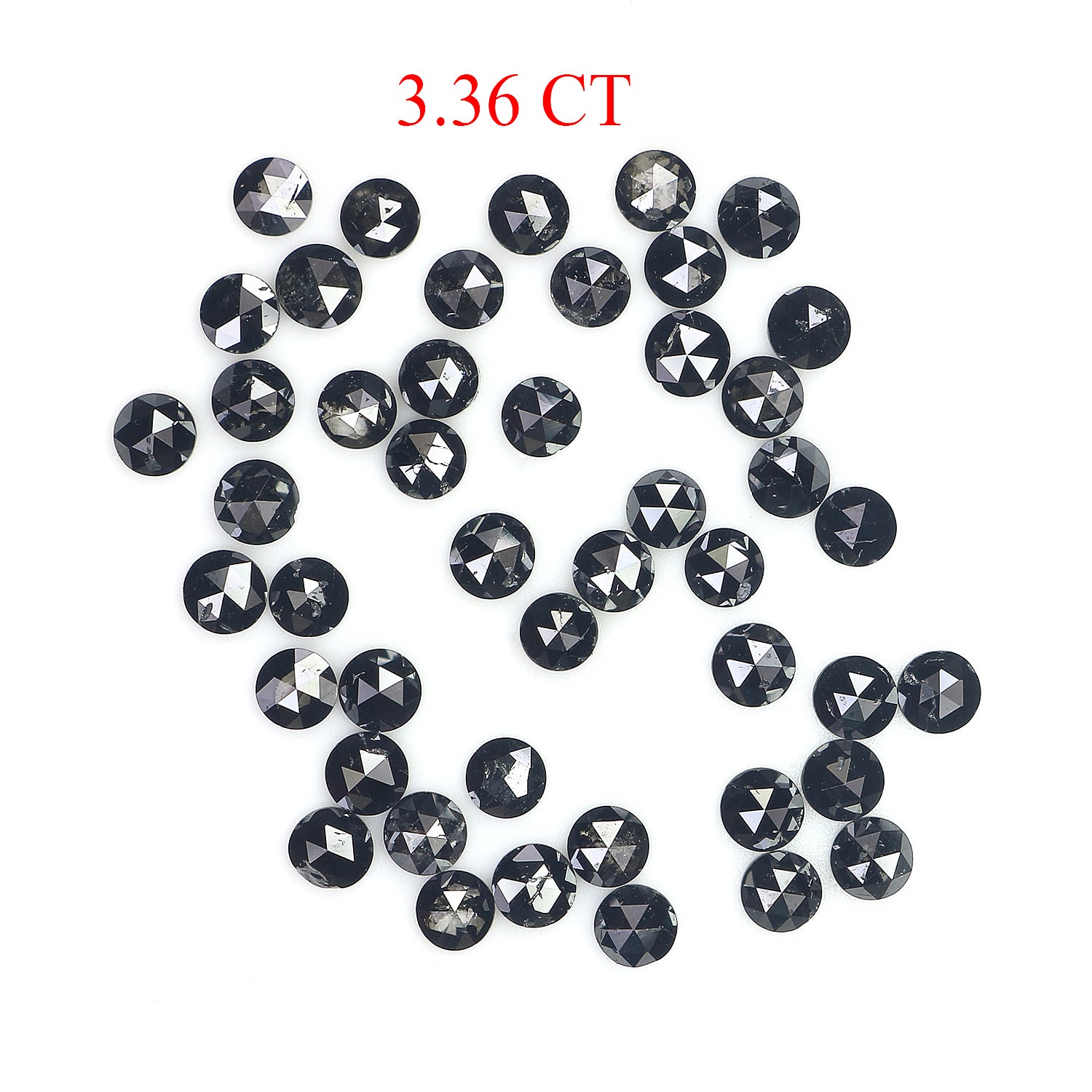 3.36 CT Natural Loose Round Rose Cut Diamond Black Color Round Shape Diamond 2.60 MM Natural Loose Black Color Round Rose Cut Diamond KQ2464