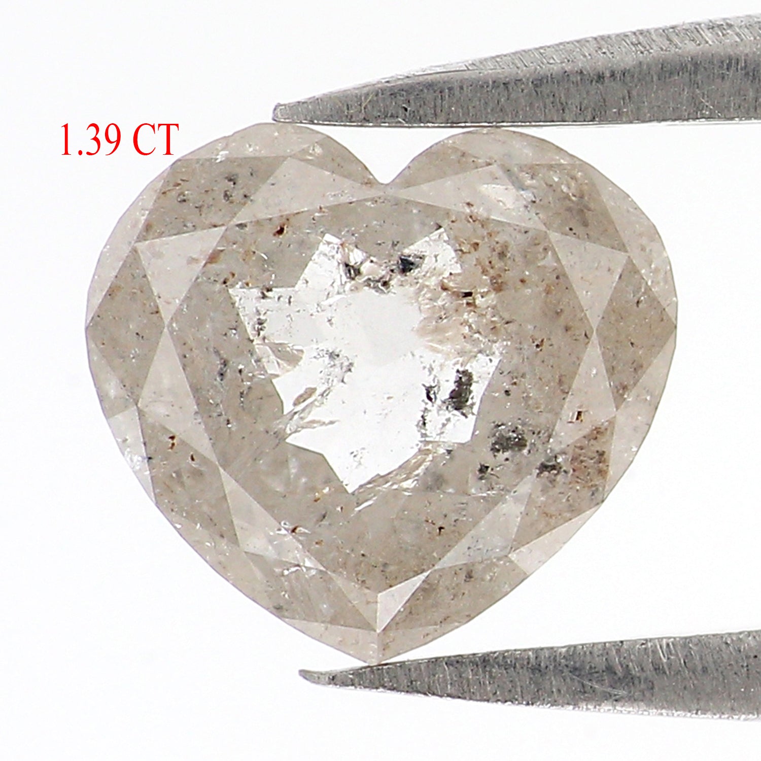 1.39 CT Natural Loose Heart Shape Diamond Grey Color Heart Cut Diamond 7.05 MM Natural Loose Diamond Grey Heart Rose Cut Diamond QL6196