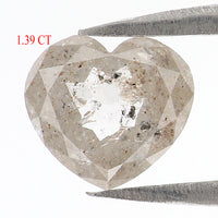 Natural Loose Heart Cut Diamond, Grey Color Heart Diamond, Natural Loose Diamond, Heart Rose Cut Diamond 1.39 CT Heart Shape Diamond KDL6196